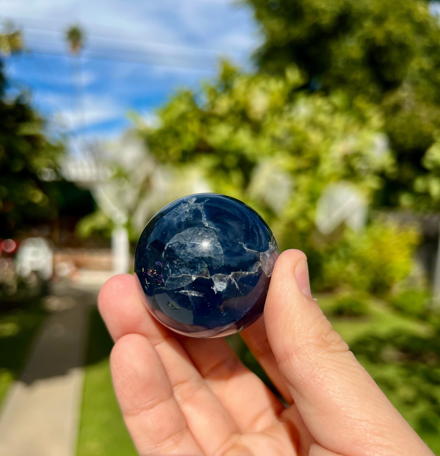 Deep Blue Fluorite 40mm Sphere/Ball