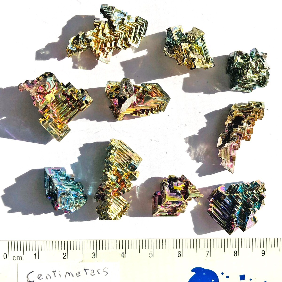 Lot of 10 Bismuth Crystals-Wire Wrap- Education- Crystal Grid- Rainbow bislot300