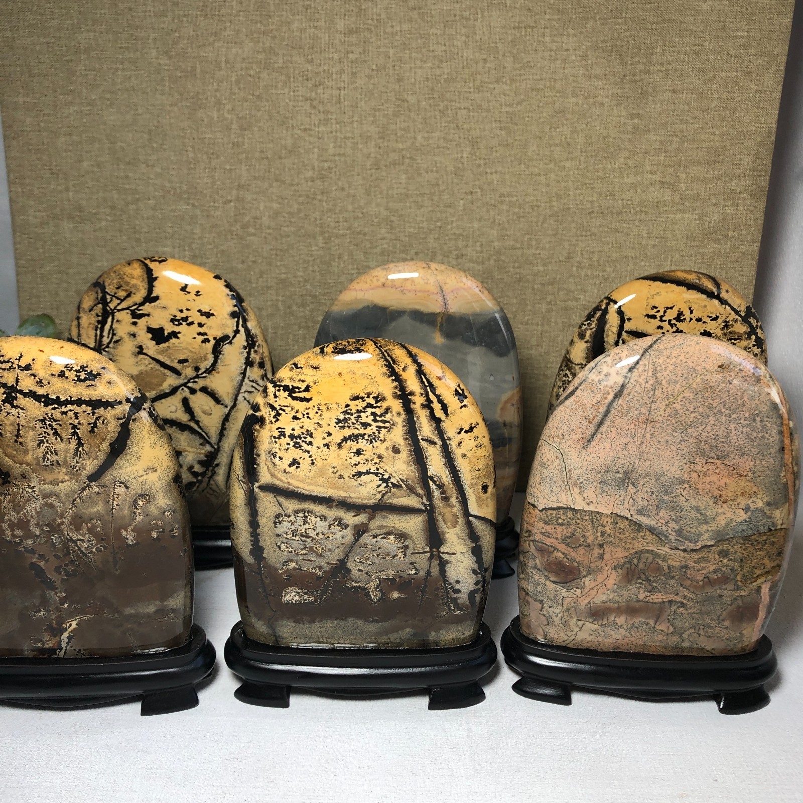 5Pcs Natural Chinese painting stone crystal ornaments for home decoration