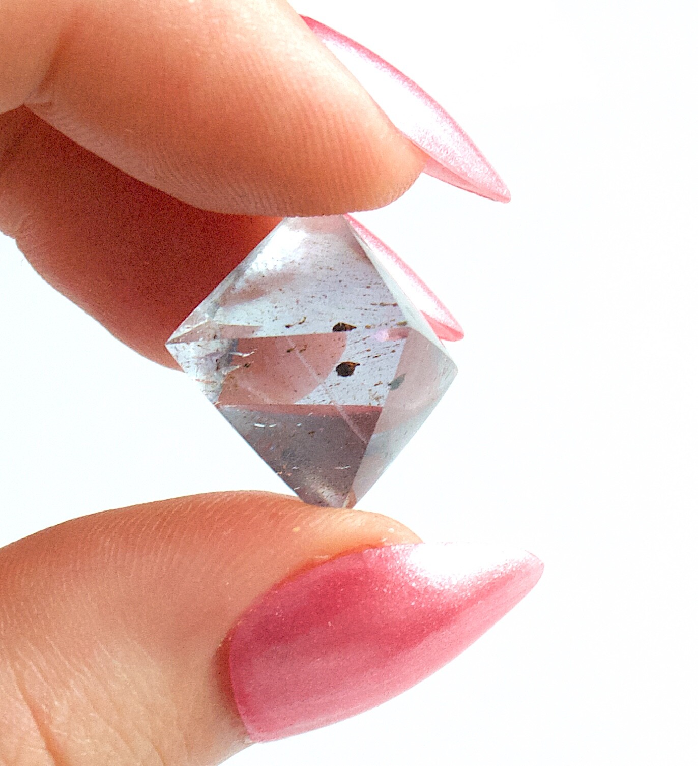 Polished Fluorite Octahedron Gem Blue With Oil Inclusions Illinois 2.0 Cms