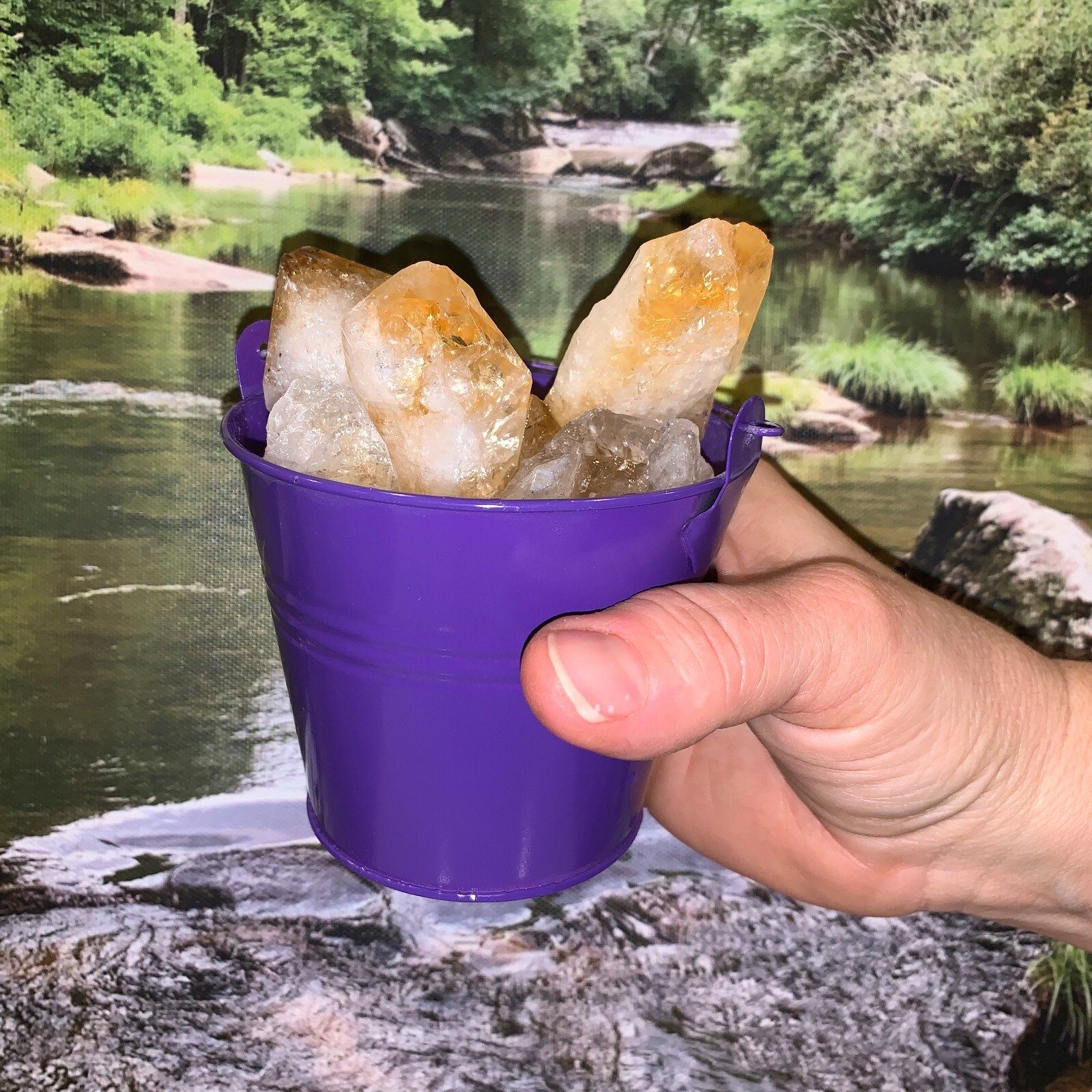 Bucket Full of Citrine Points Rough + FREE faceted gemstone – Pick Bucket Color