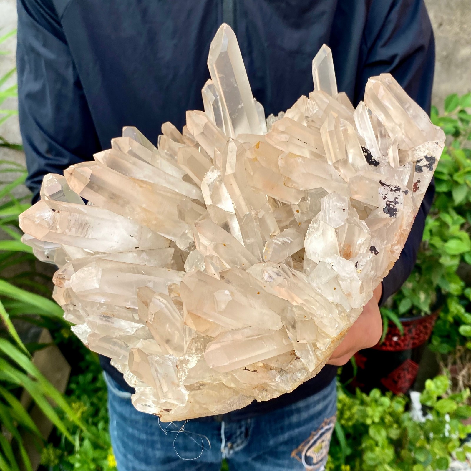 10.58LB Large Natural Clear White Crystal Quartz Cluster Energy Healing Specimen