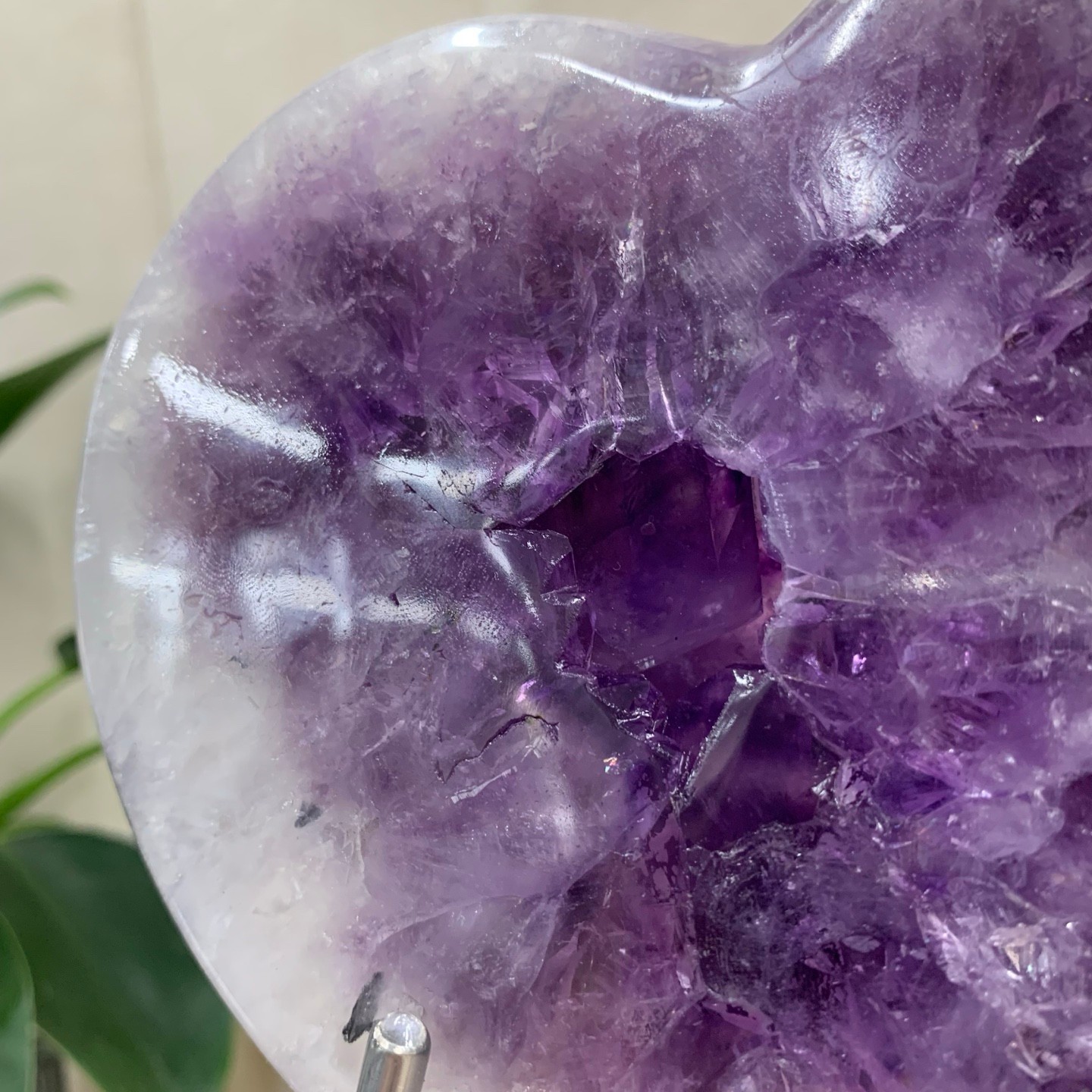 4.8LB Purple Amethyst Agate Heart Carving Natural Crystal Ornament Home Gif+base