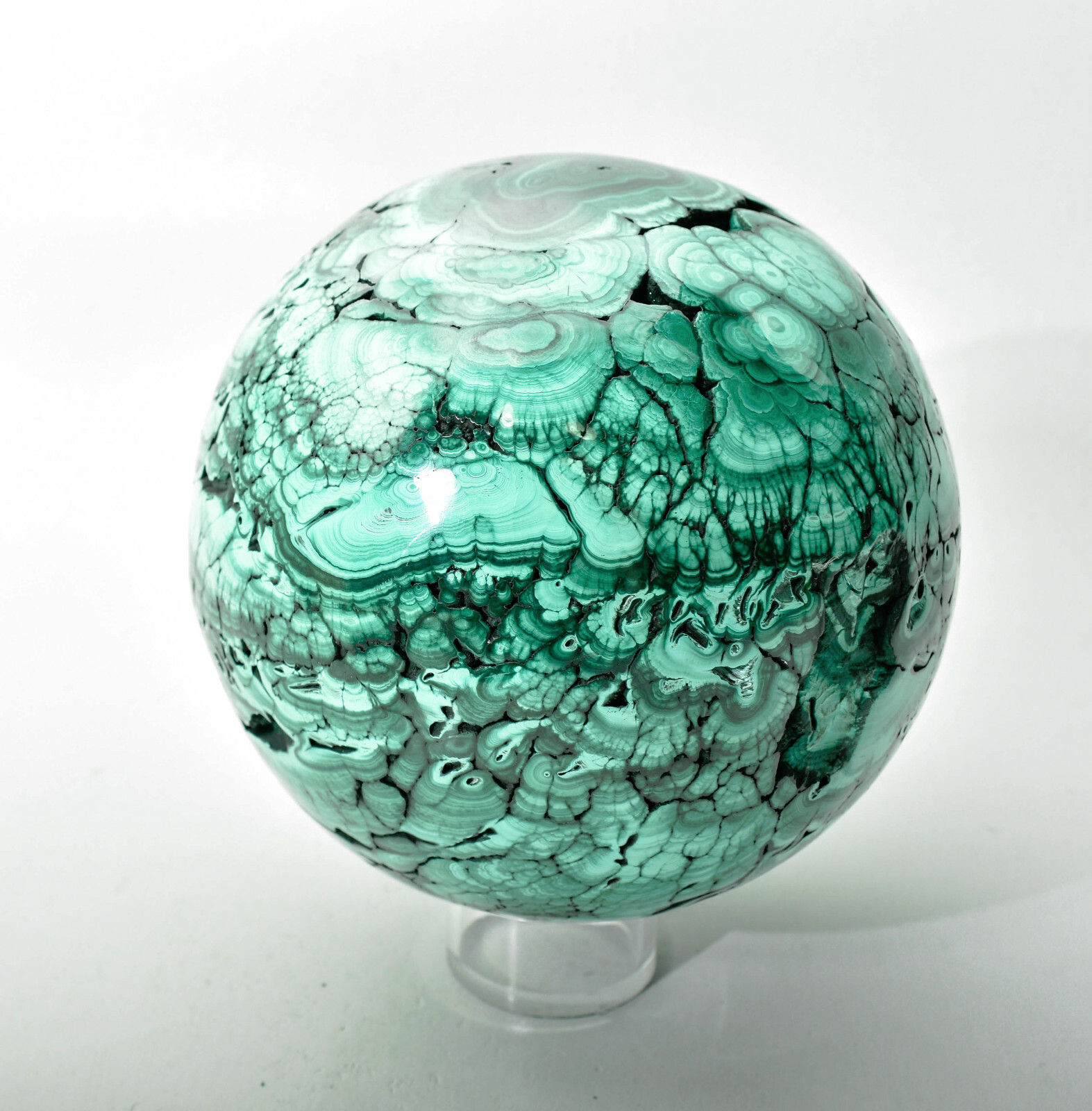 5.31″ Beautiful POLISHED MALACHITE SPHERE With Stand – No Filler Congo E565