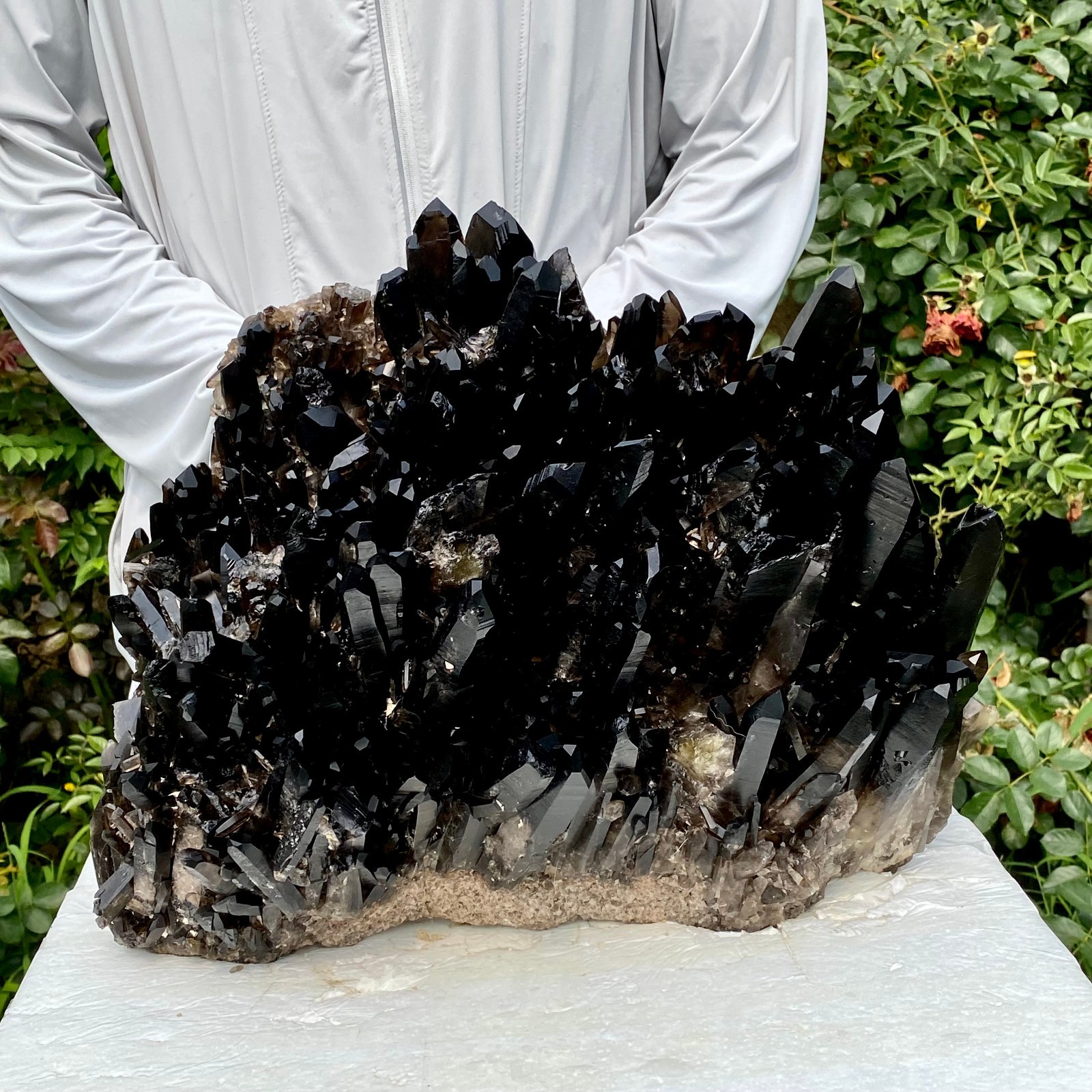36.5LB New Find black PhantomQuartz Crystal Cluster Mineral Specimen