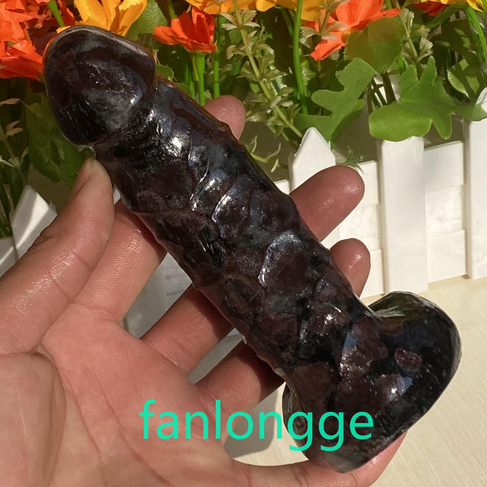 6in Wholesale Natural Garnet male penis Quartz Crystal Carved Figurines 1pc