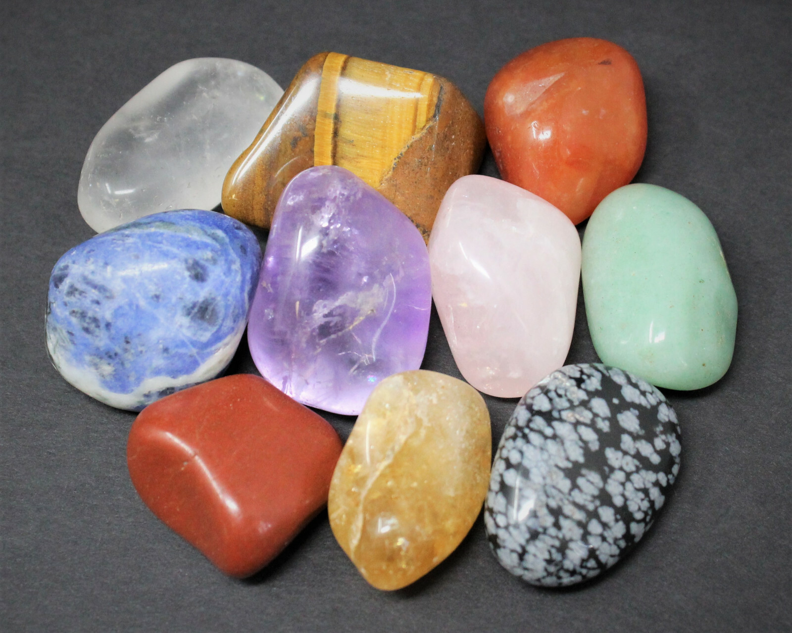 Beginners Crystal Kit, 10 pcs In Velvet Pouch – Most Popular Tumbled Crystals