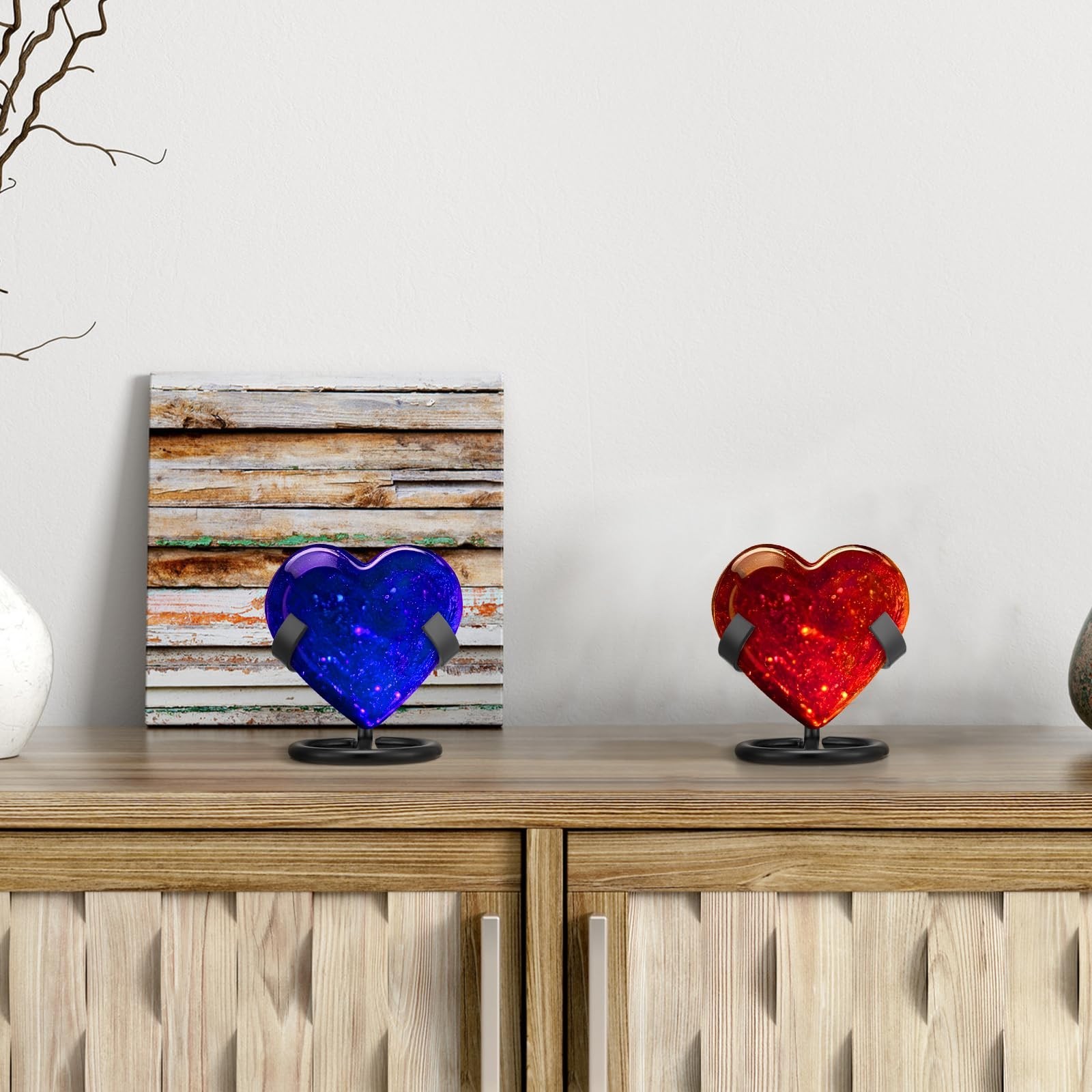 4 Pcs Metal Crystal Heart Stone Stand for Gem Display, Fossils, Agate Easel Hold