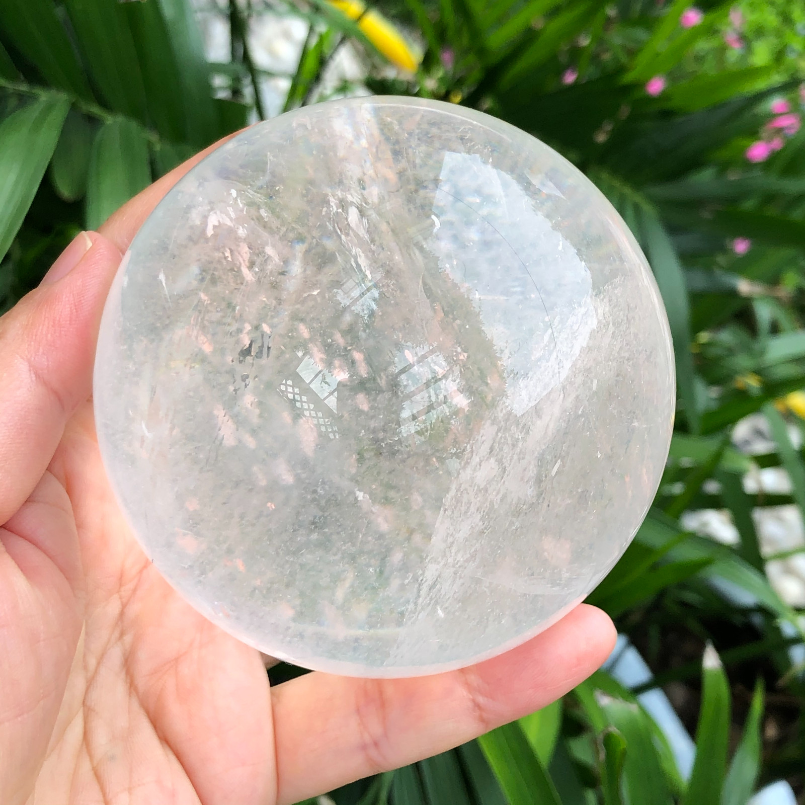 858g white crystal transparent quartz crystal ball Reiki repair 141