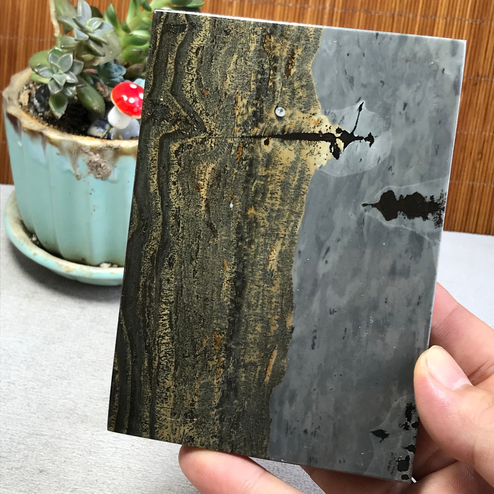 290g Natural Chinese painting stone crystal ornaments for home decoration A6423