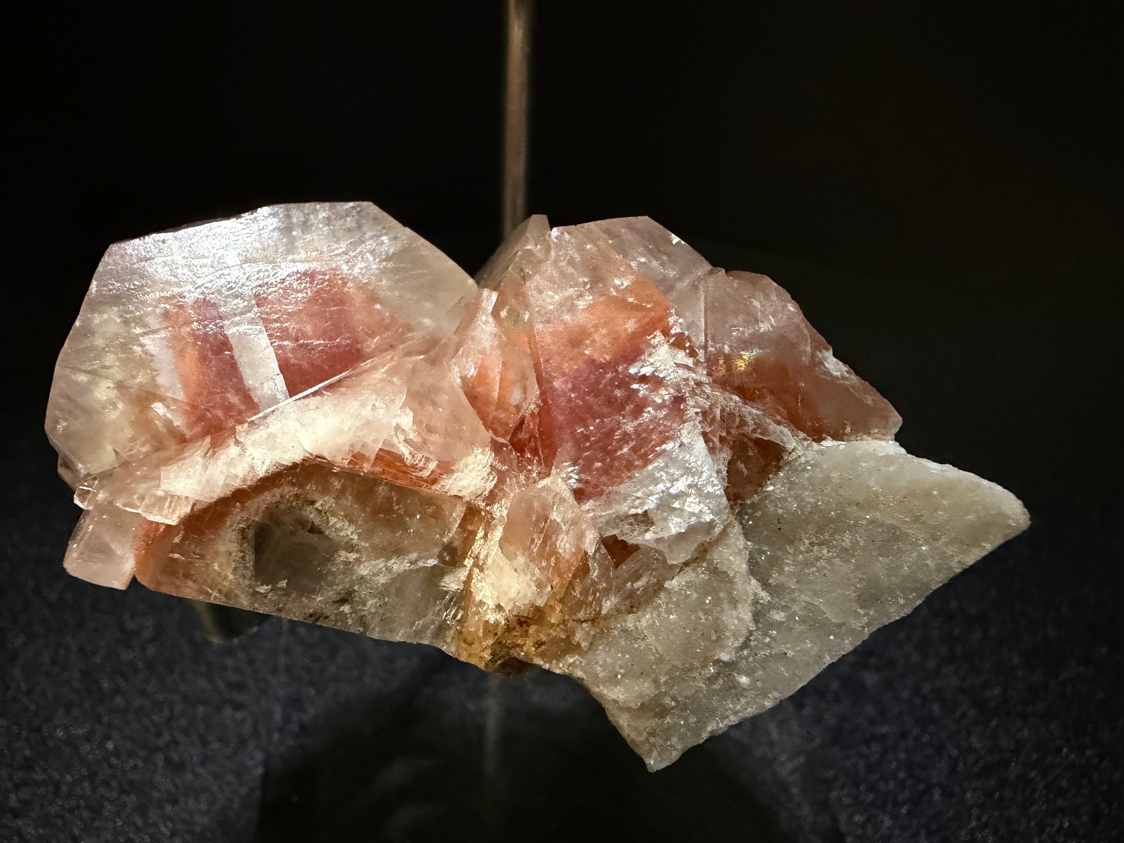 Red Calcite Specimen, China Beautiful Zoning of Clear and Red Inclusions 59g