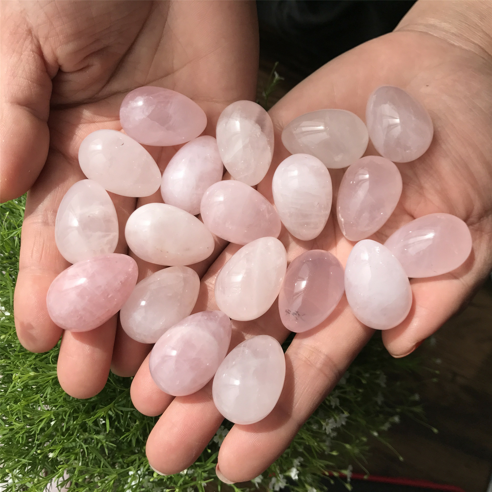 Natural rose quartz eggs quartz crystal pendant mineral samples reiki 10x