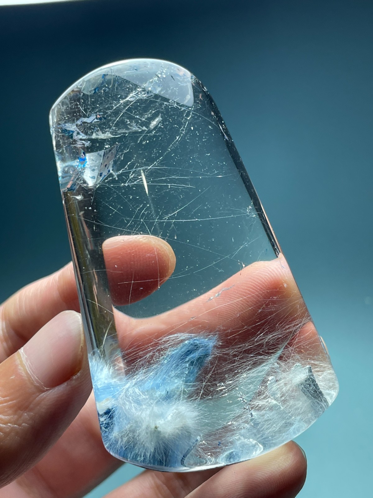 513Ct Natural Clear Beautiful Blue Dumortierite Crystal Quartz Polished Specimen