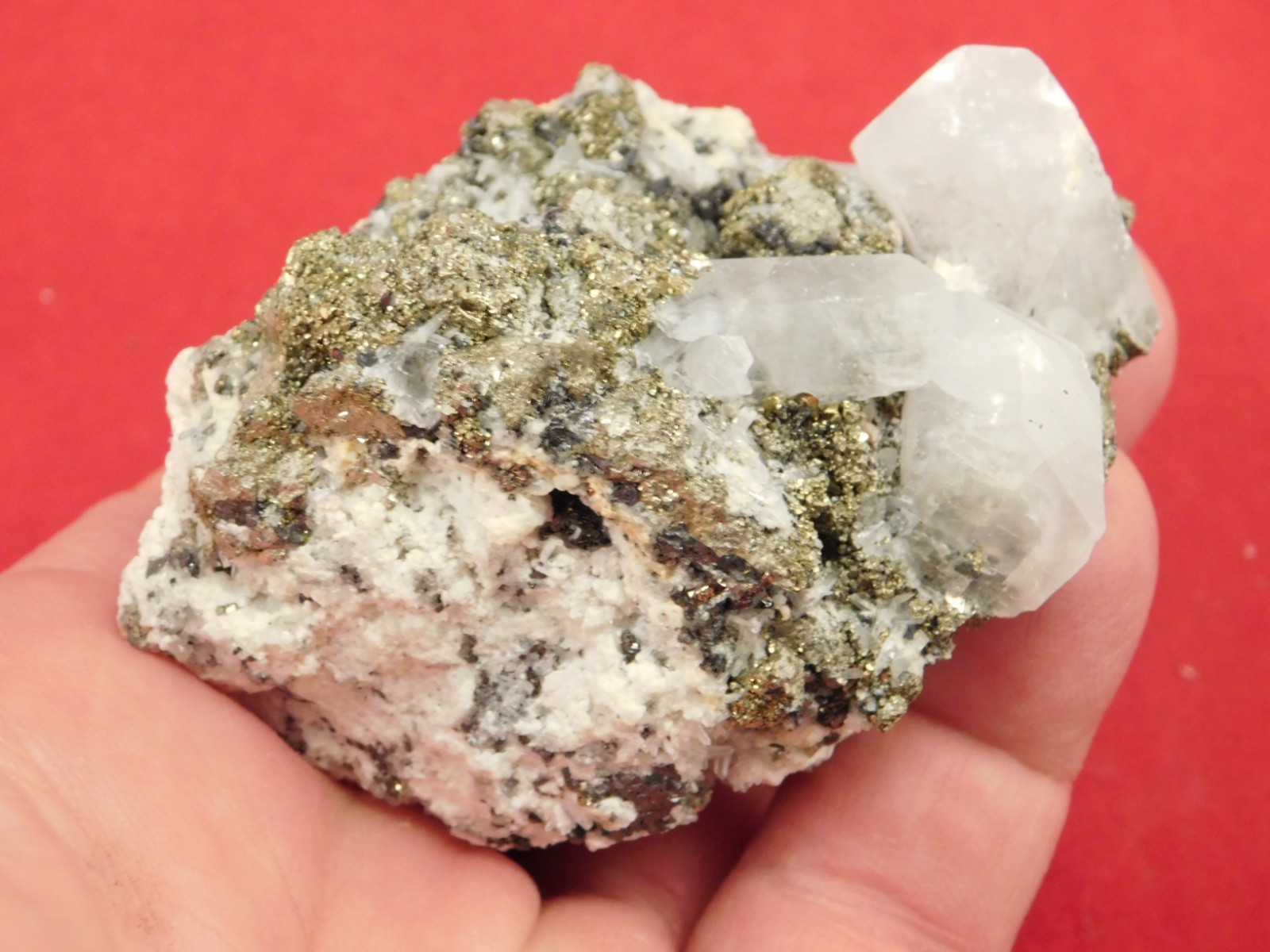 FLUORESCENT Calcite Crystal Cluster with CHALCOPYRITE! Peru 185gr