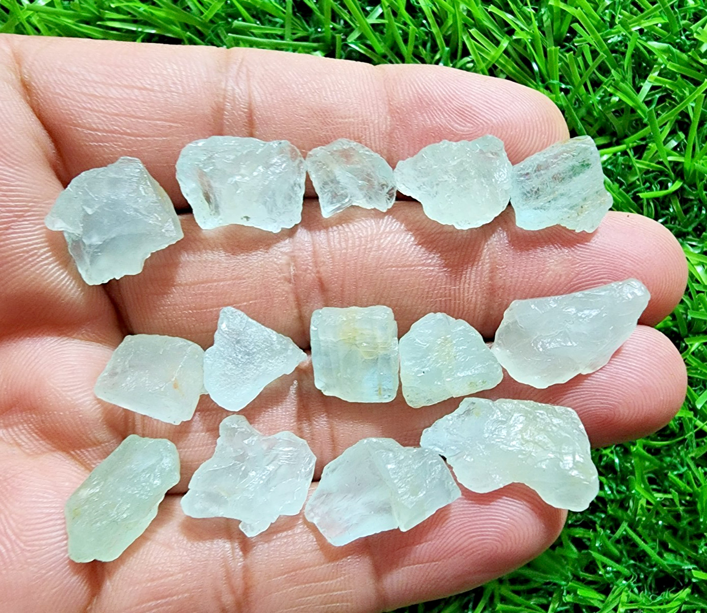 14 Pcs Blue Aquamarine Gemstone Rough Lot 10-19 mm Aquamarine Rough Stone Bulk