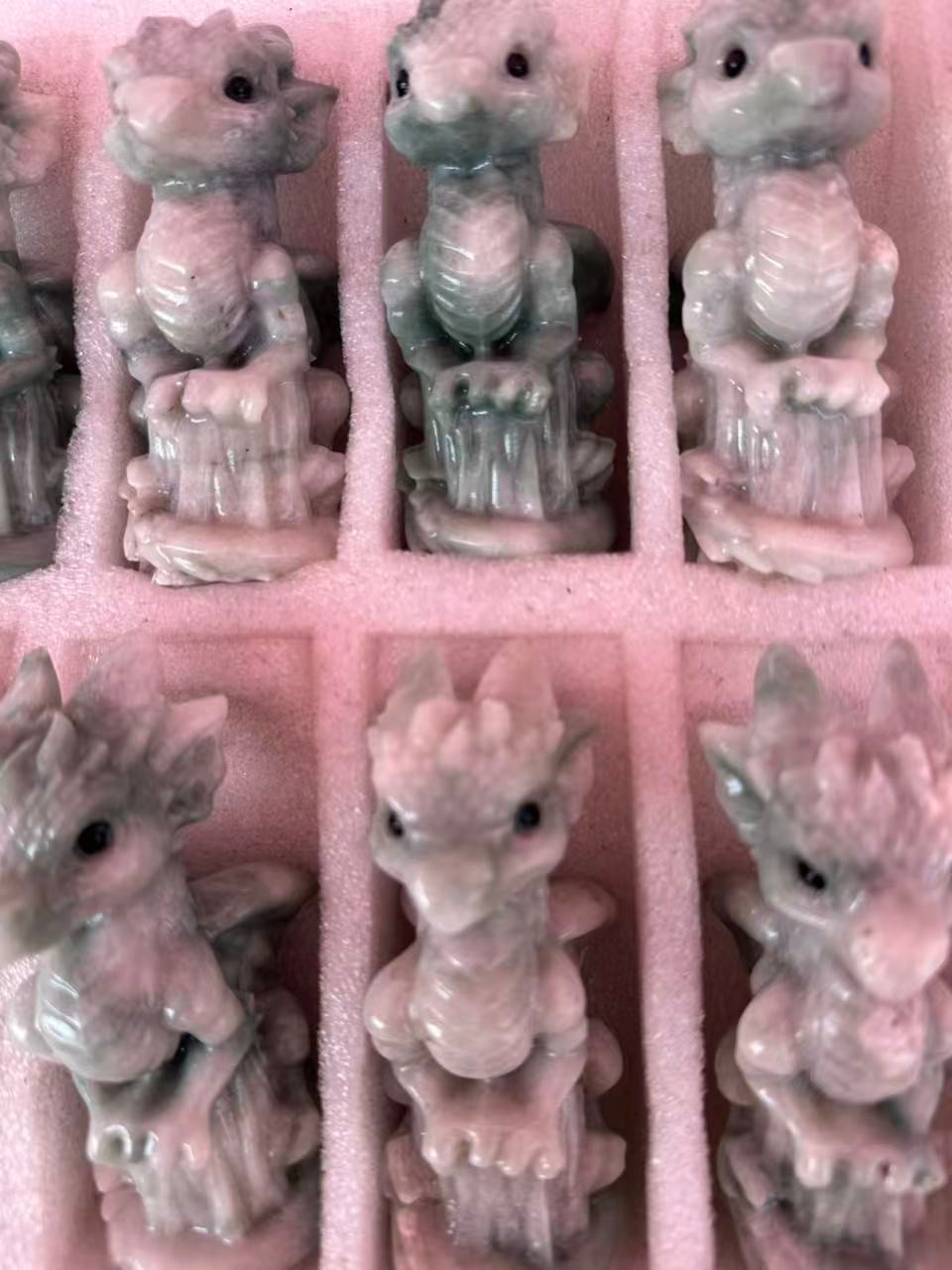 1pc Natural Jade Quartz Carved Little Dragon Crystal Reiki Healing Decor