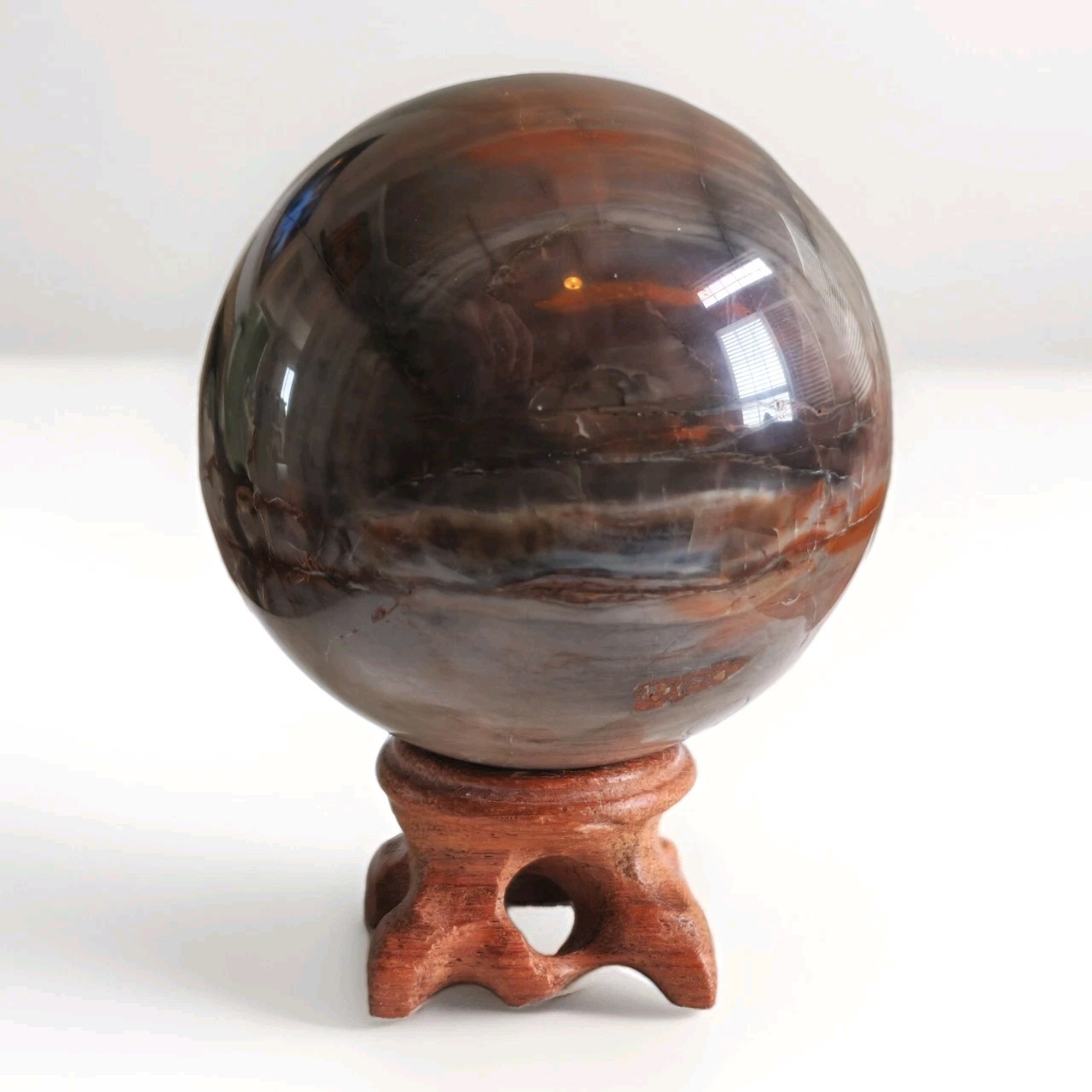 Natural Polished Petrified Wood Decorative Sphere 2.75″ w Stand – USA