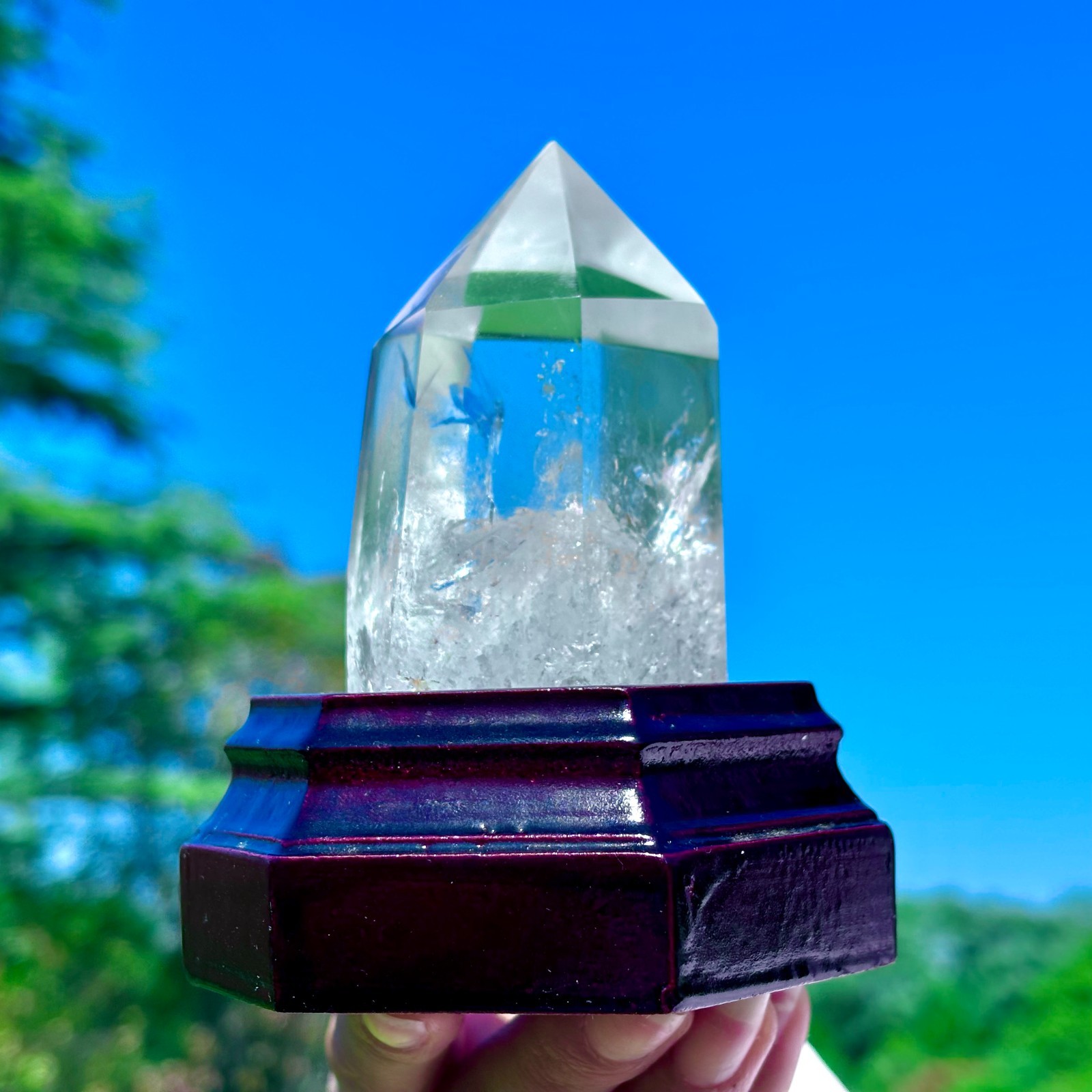 274G Natural Clear White Crystal Obelisk Transparent Quartz Energy Column Reik