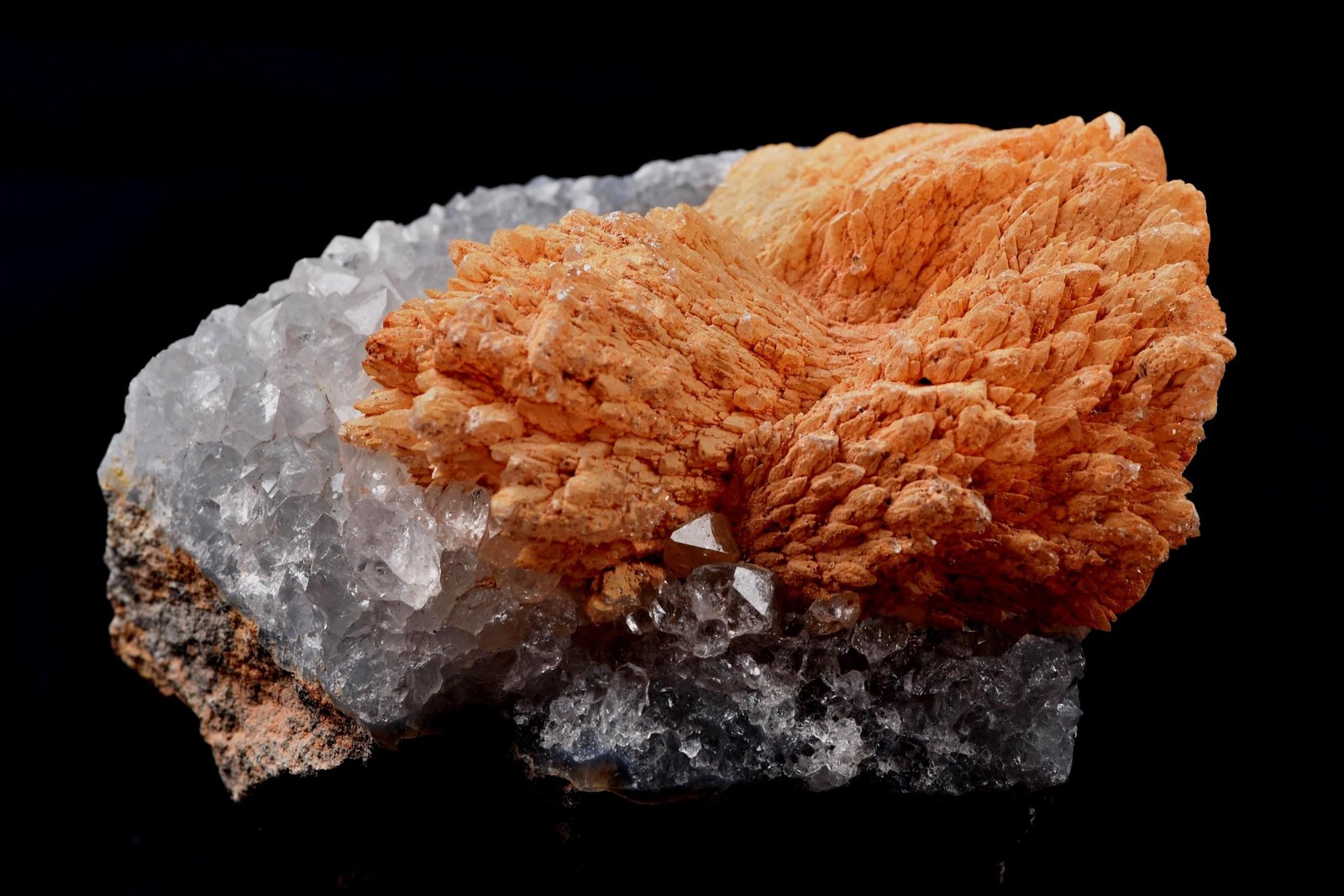 Peach stilbite flower on quartz helps with psychic knowing and intuition #8182