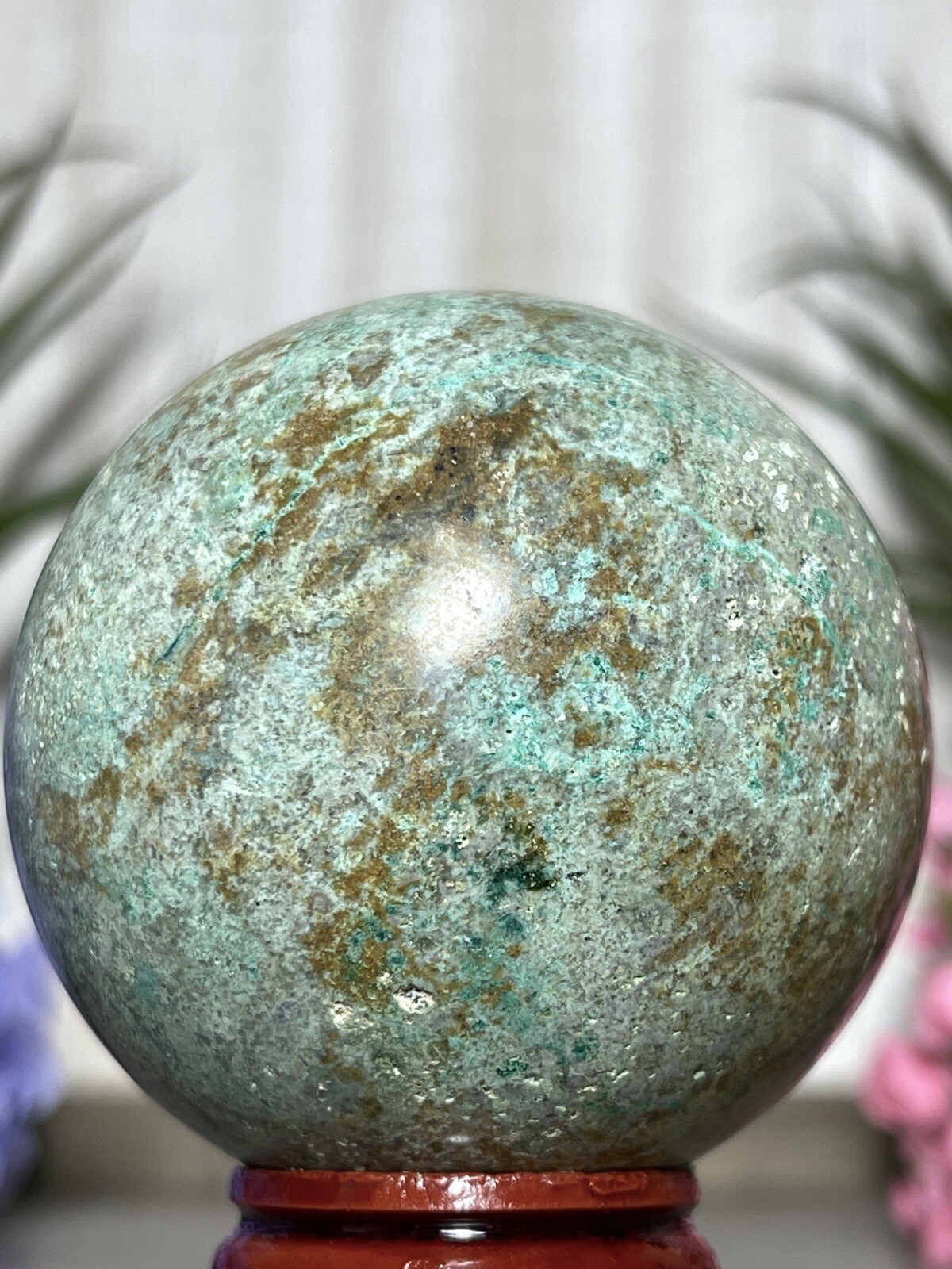 PHOENIX SPHERE 💚 Green Blue Mineral Copper Ore Malachite Turquoise Crystal Orb