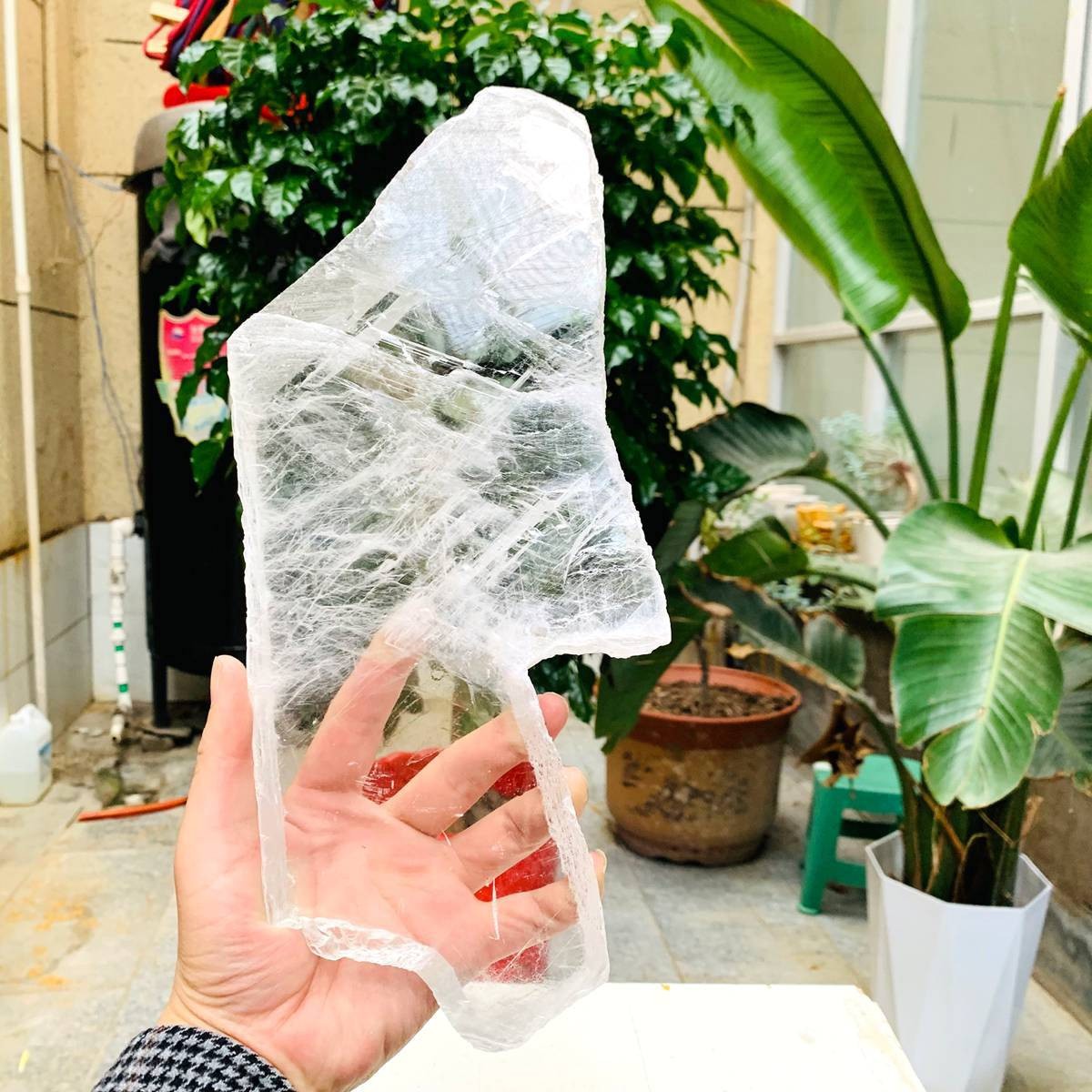 2.84LB Natural Clear Transparent Selenite Slab Gypsum Crystal Mineral Specimen