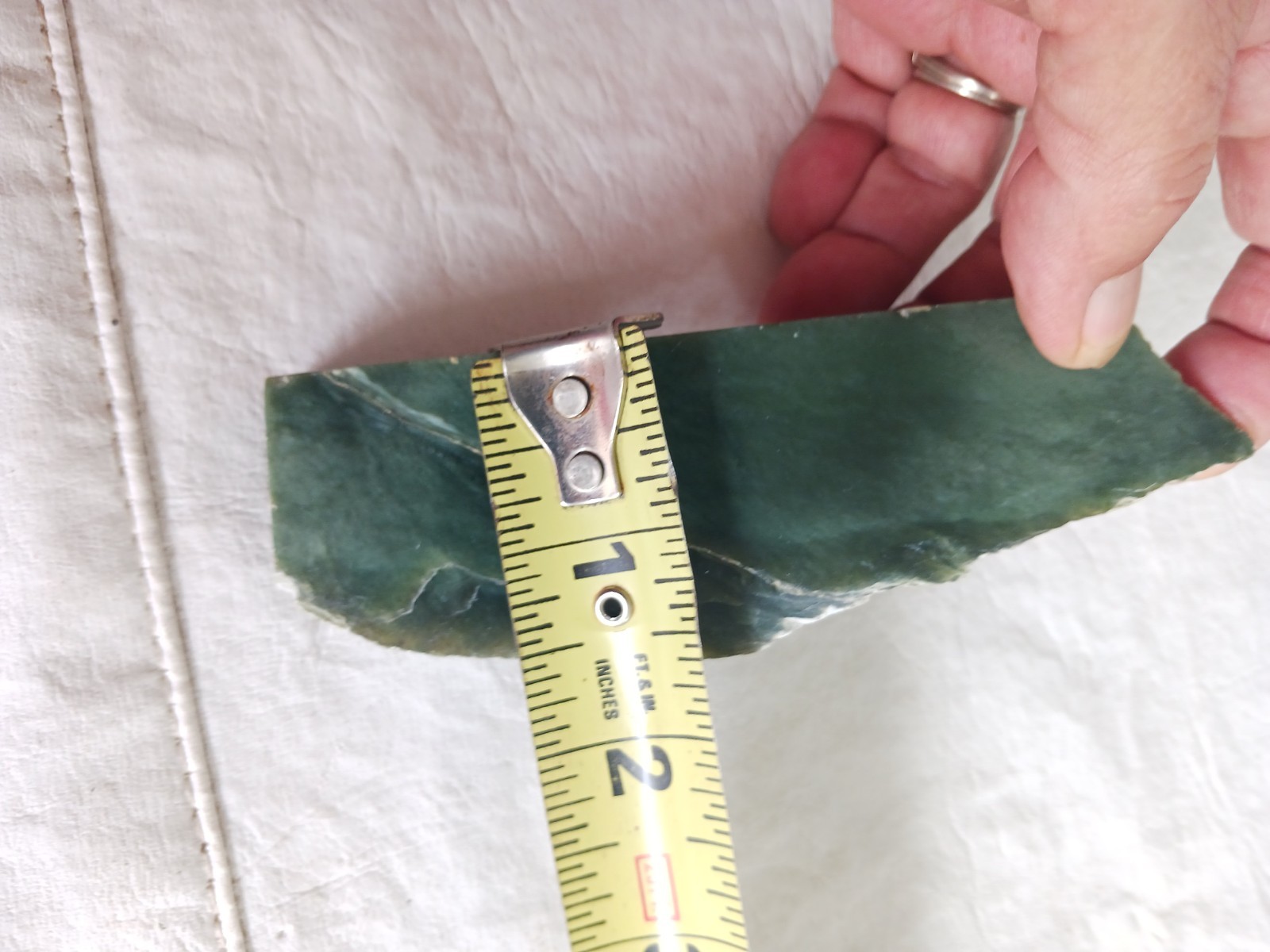 polished Green Nephrite Jade Stone Slab Wedge Shape #153g 5.25″ X 1.75″ X 1″