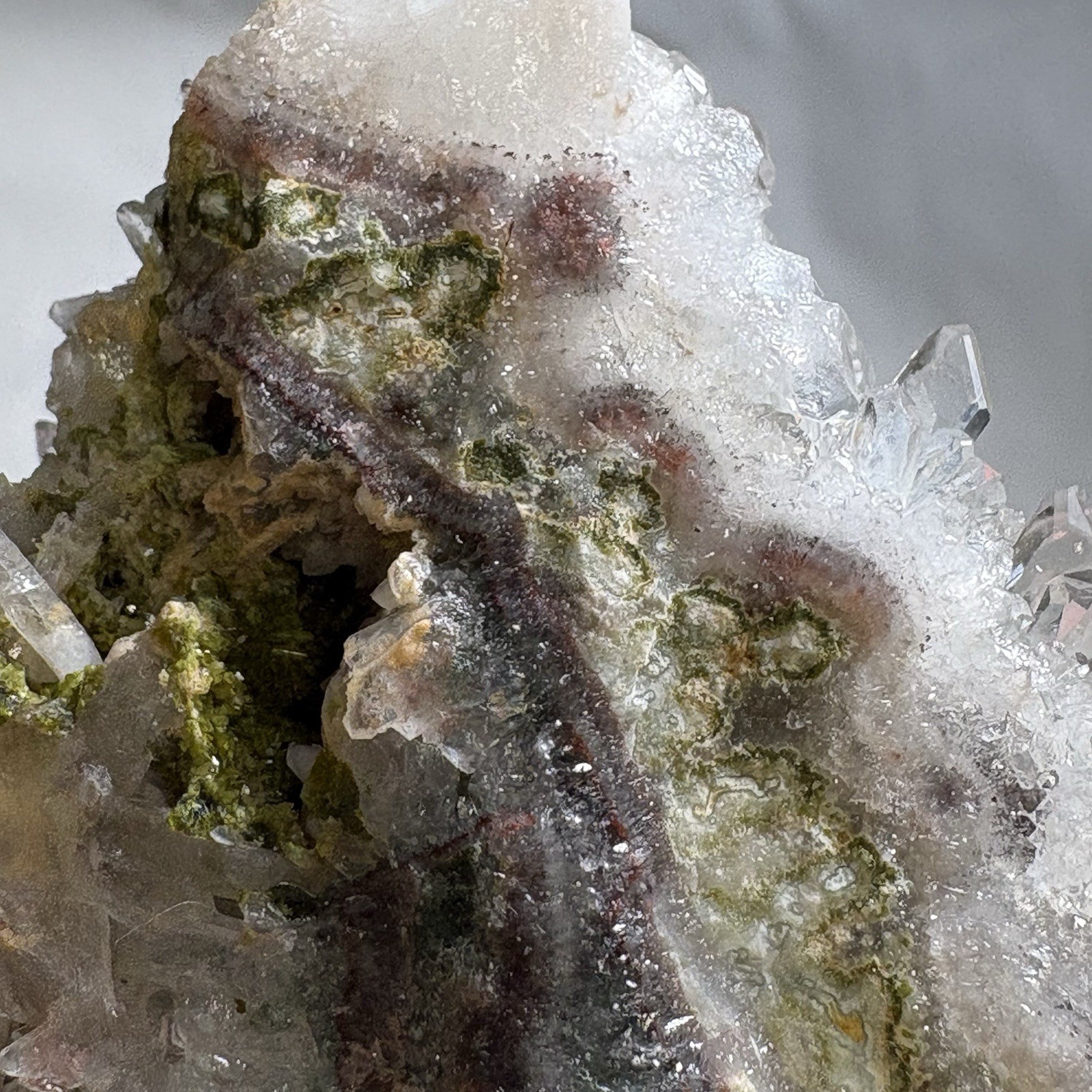 Natural Garden Quartz Crystal w/ Epidote Cluster Raw Mineral Specimen Healing
