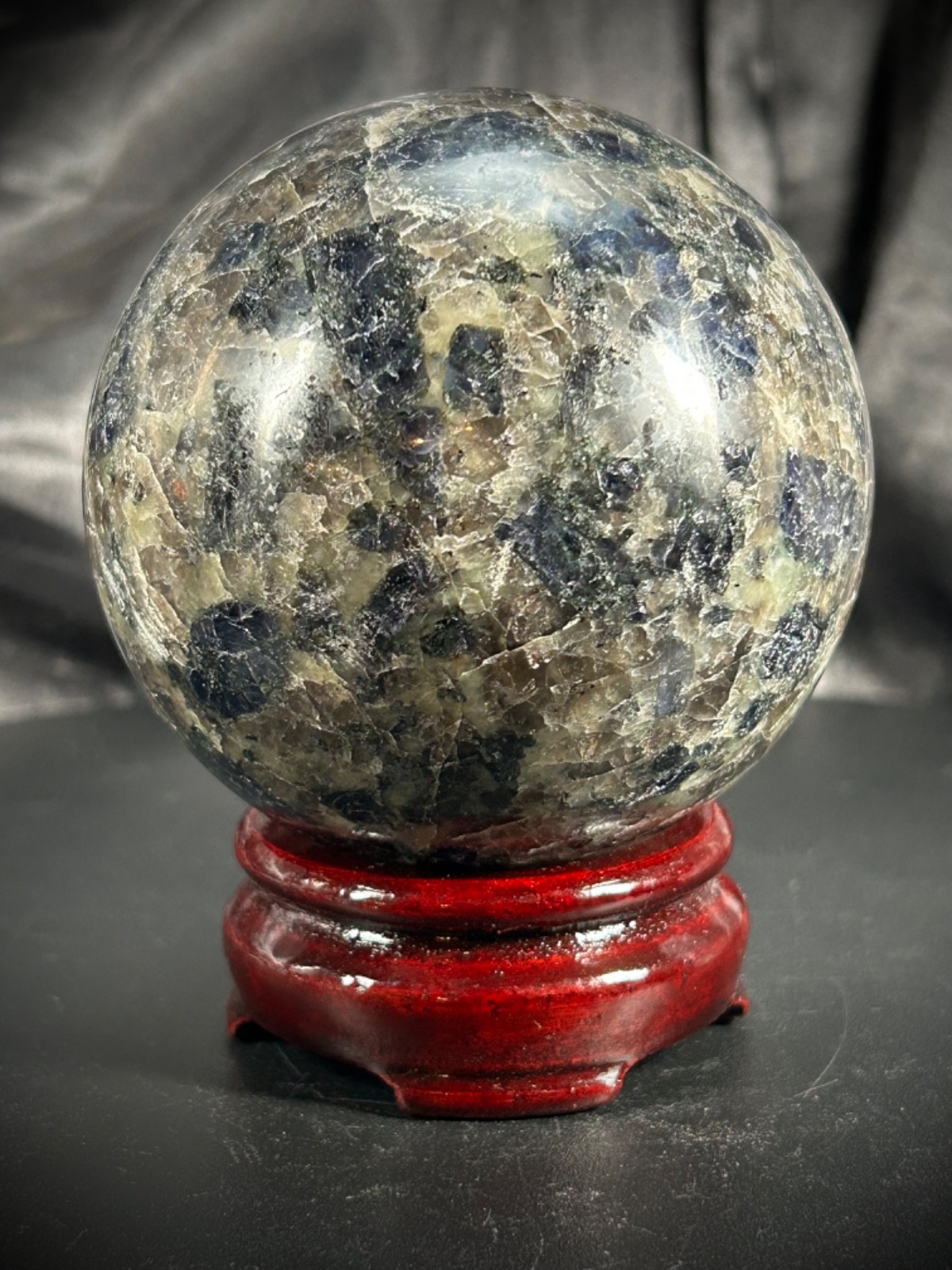 Perfectly Imperfect SALE 3.06″ Iolite Sphere With Wood Stand (SEE DETAILS)