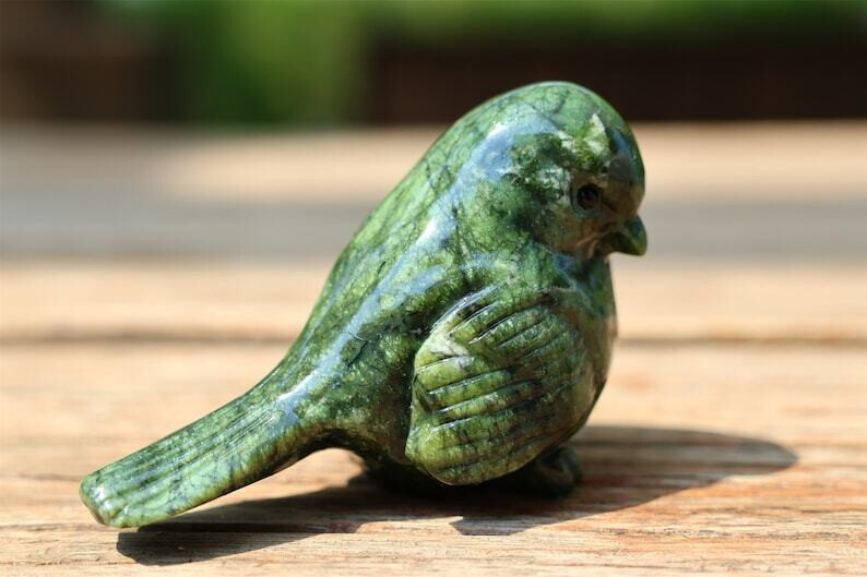 1pc Natural Green Jade Quartz Carved Bird Skull Crystal Reiki Decor Gift 2.4”