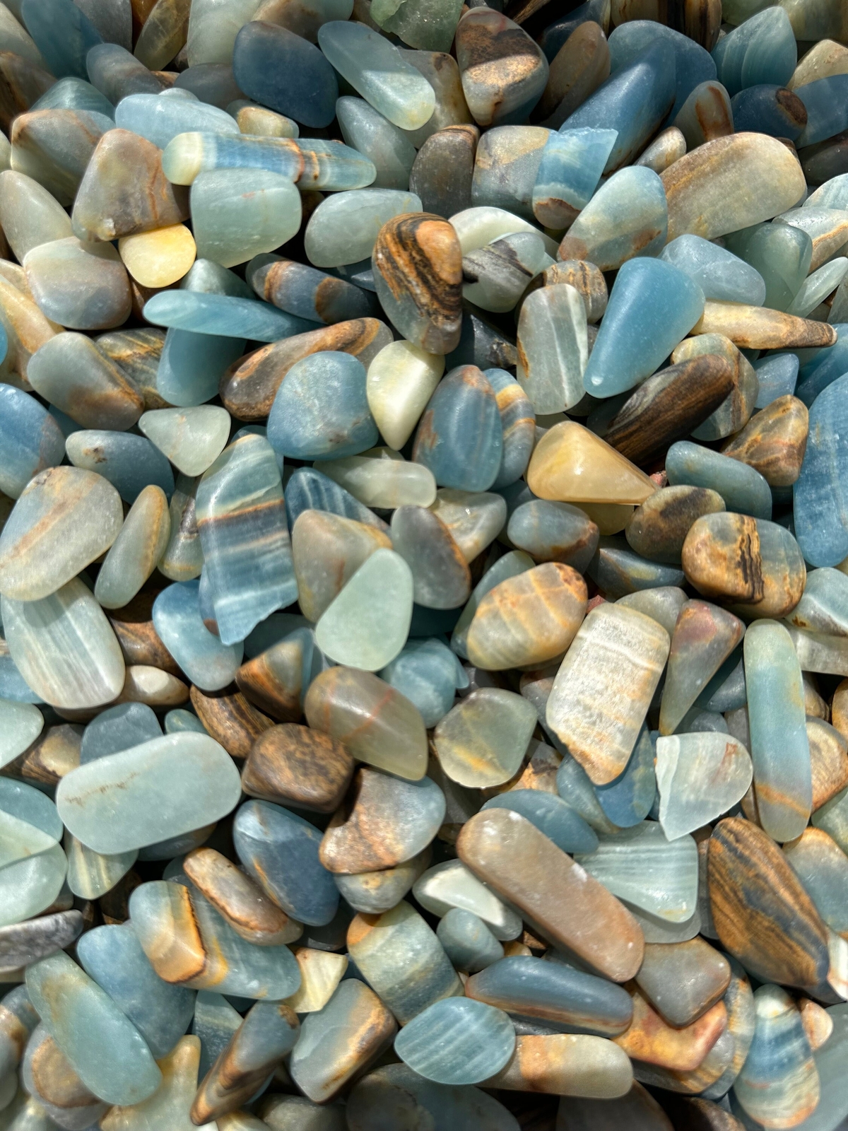 Lemurian Aquatine Calcite (Tumbled, Not Polished), Blue Calcite from Argentina
