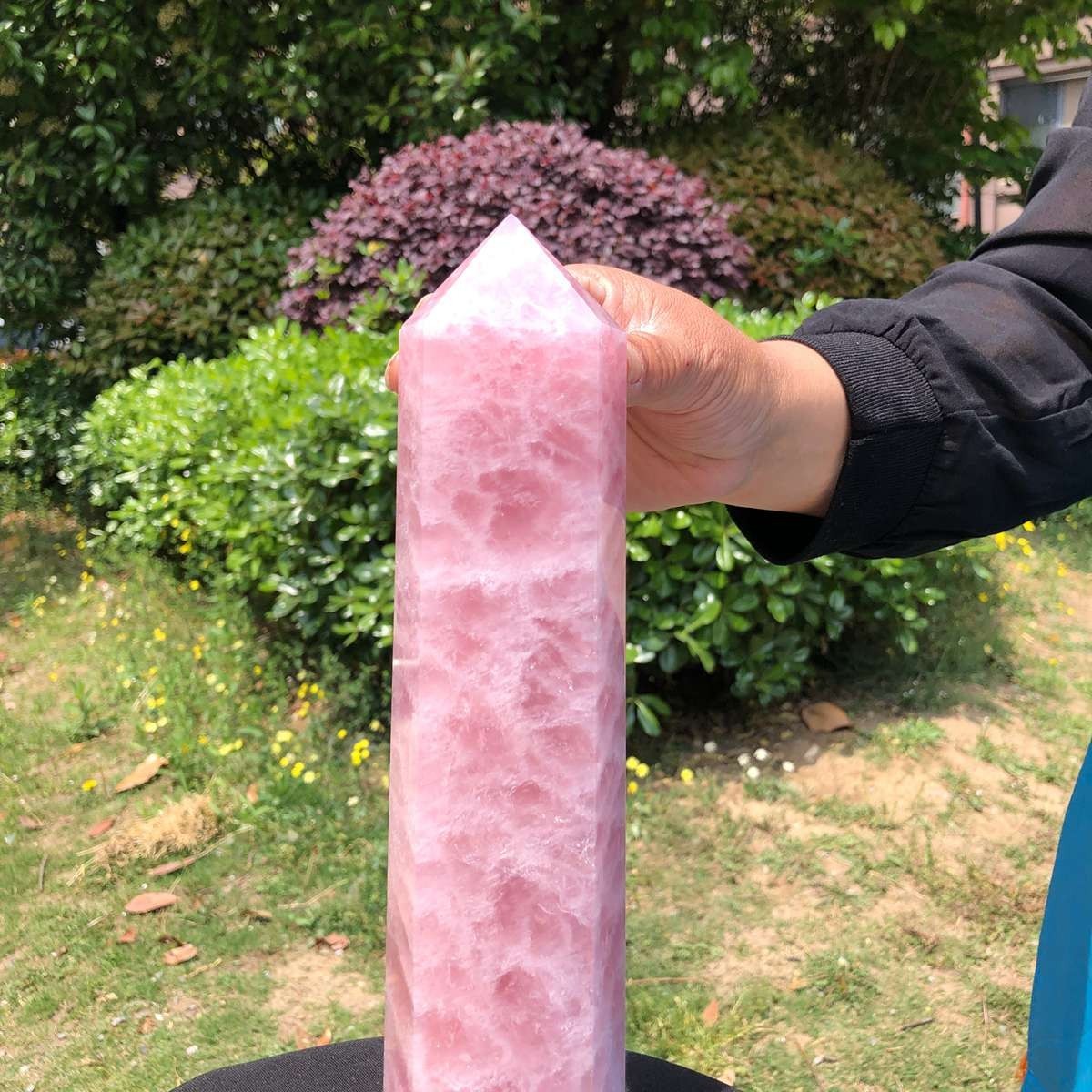 3.69LB Natural rose quartz obelisk pink crystal tower point healing decor