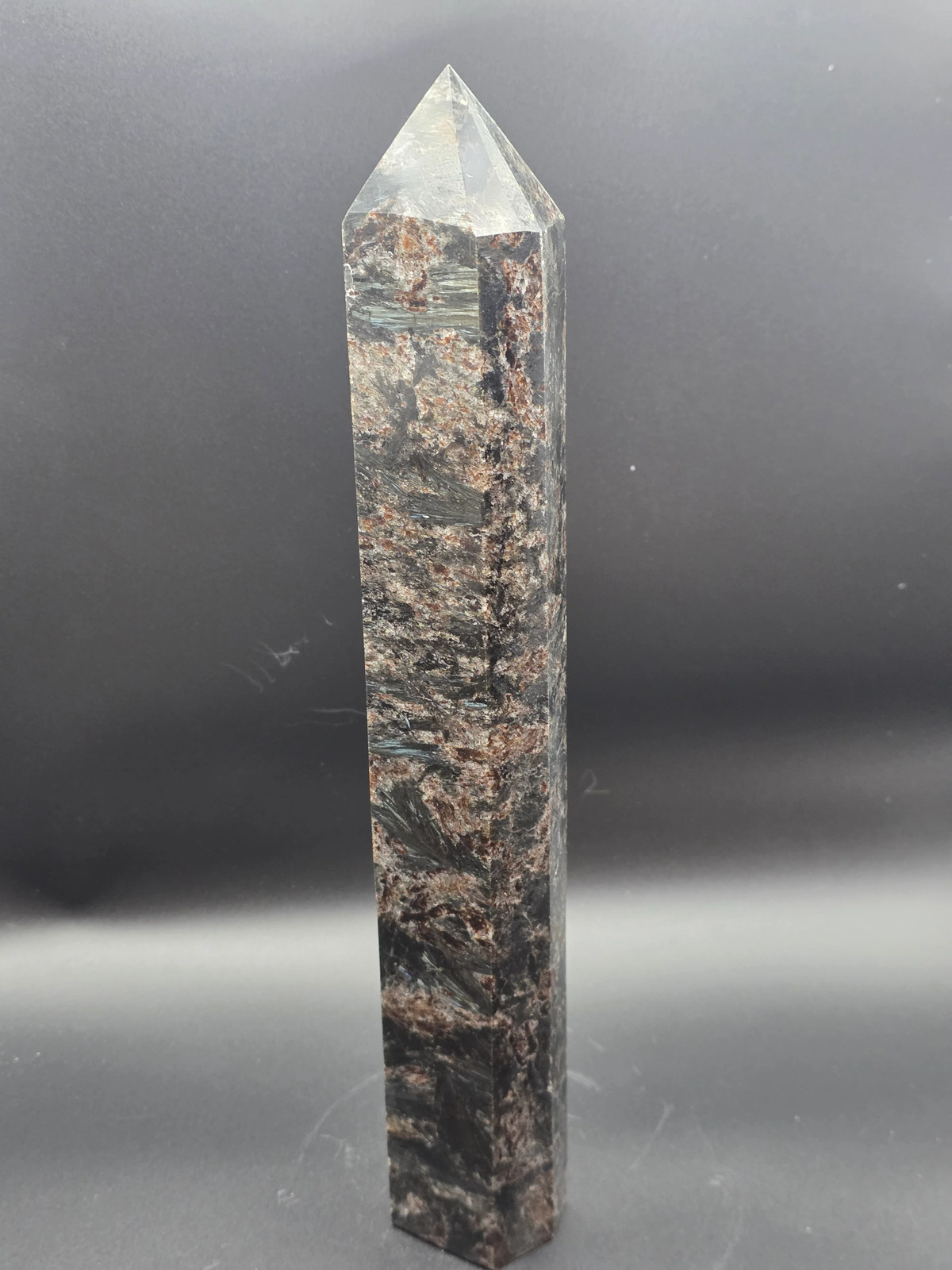 Jumbo arfvedsonite tower! 12 inches tall, 2.8 pounds