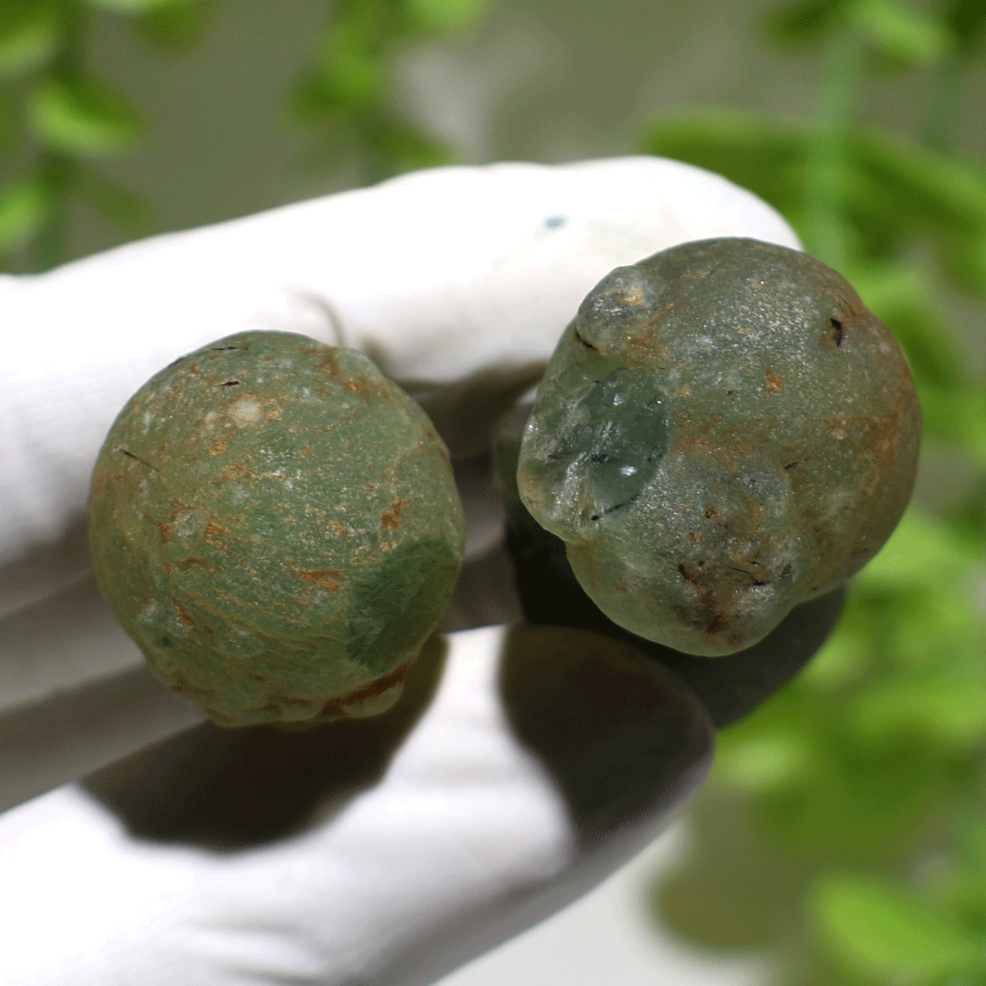 Earth’s Geometry~ 2 PC Ancient Orbs Of Prehnite Rare Mineral Crystal Specimens