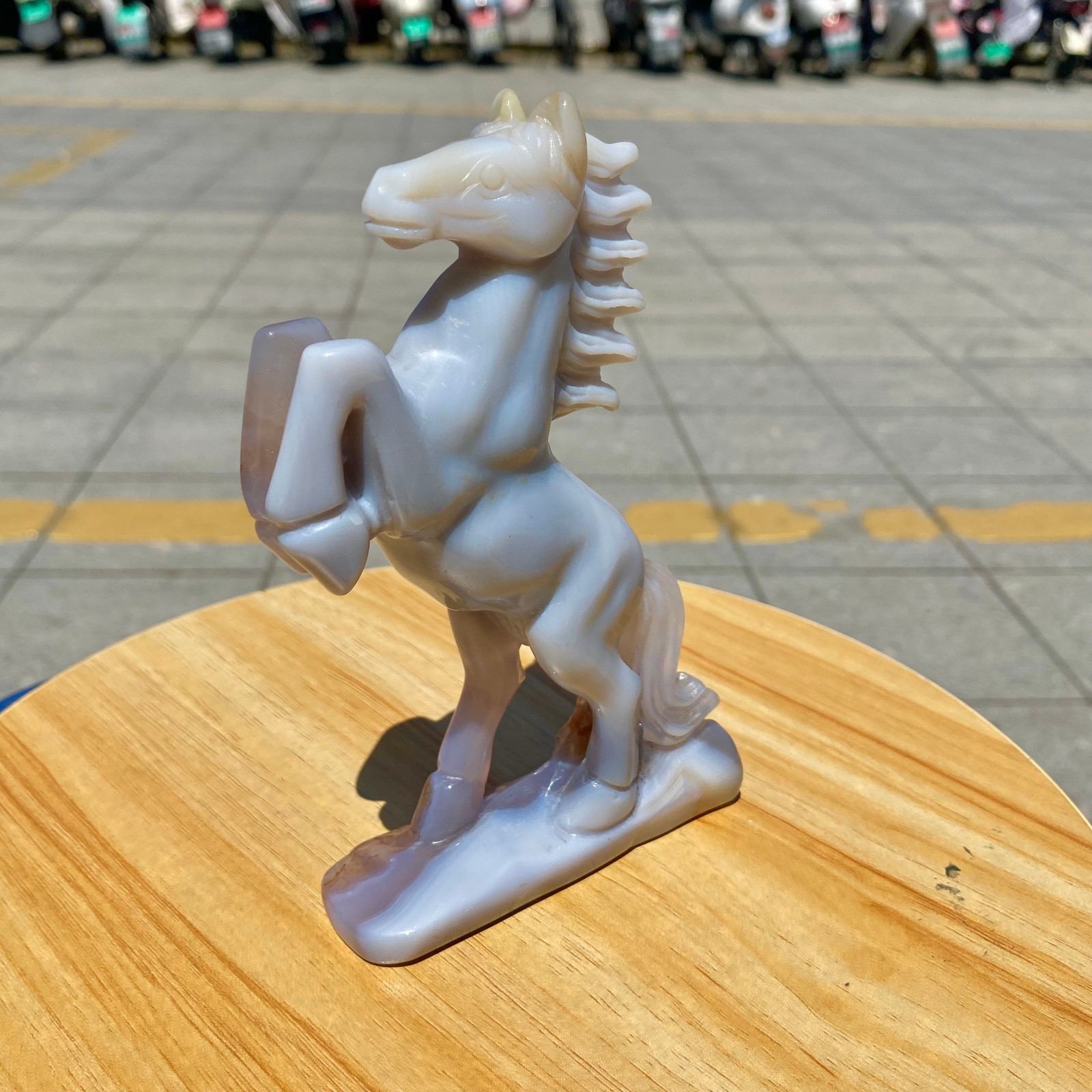 300G Natural Agate Carved Horse Figurine, Exquisite Hand Carved Gemstone Statue