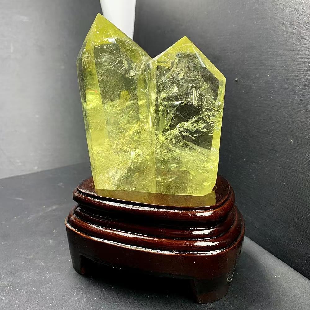 1.21LB Natural Citrine Quartz Obelisk Energy Crystal Tower Point Reiki +Stand