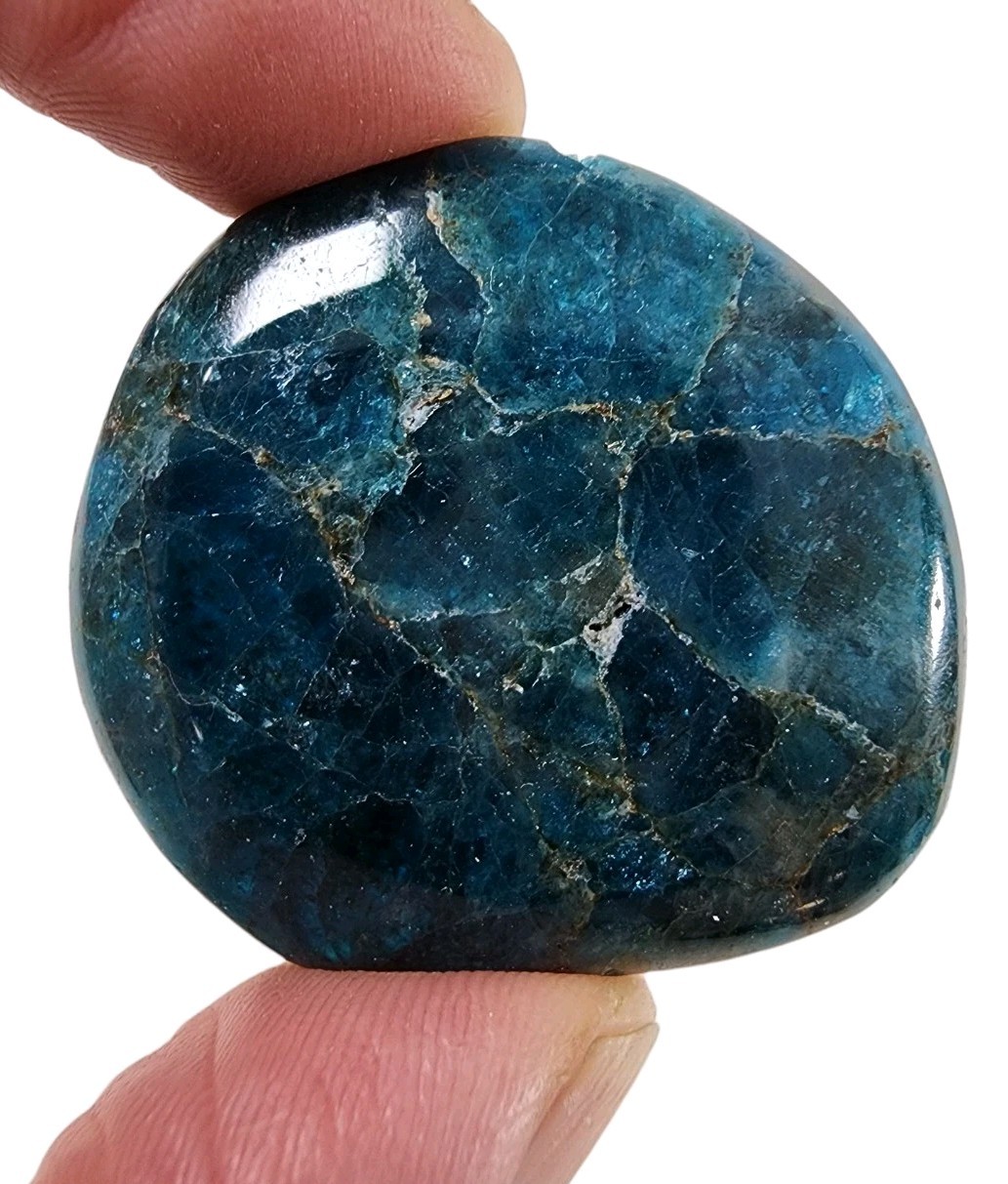 Apatite Blue Crystal Polished Smooth Stone Madagascar 20.8 grams.