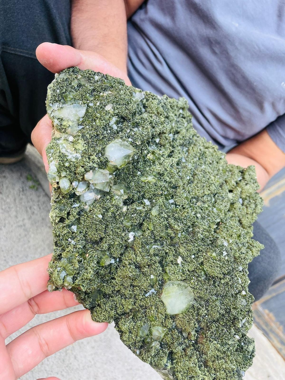 Large Natural Green Mineral Specimen – Believed to be Epidote – Raw Crystal Clus