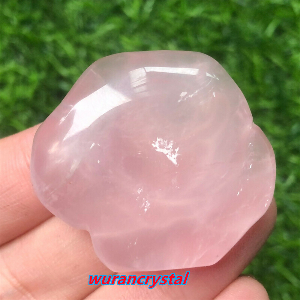 Natural Rose Quartz Hand Carved Rose Flower Skull Crystal healing gift 1pc