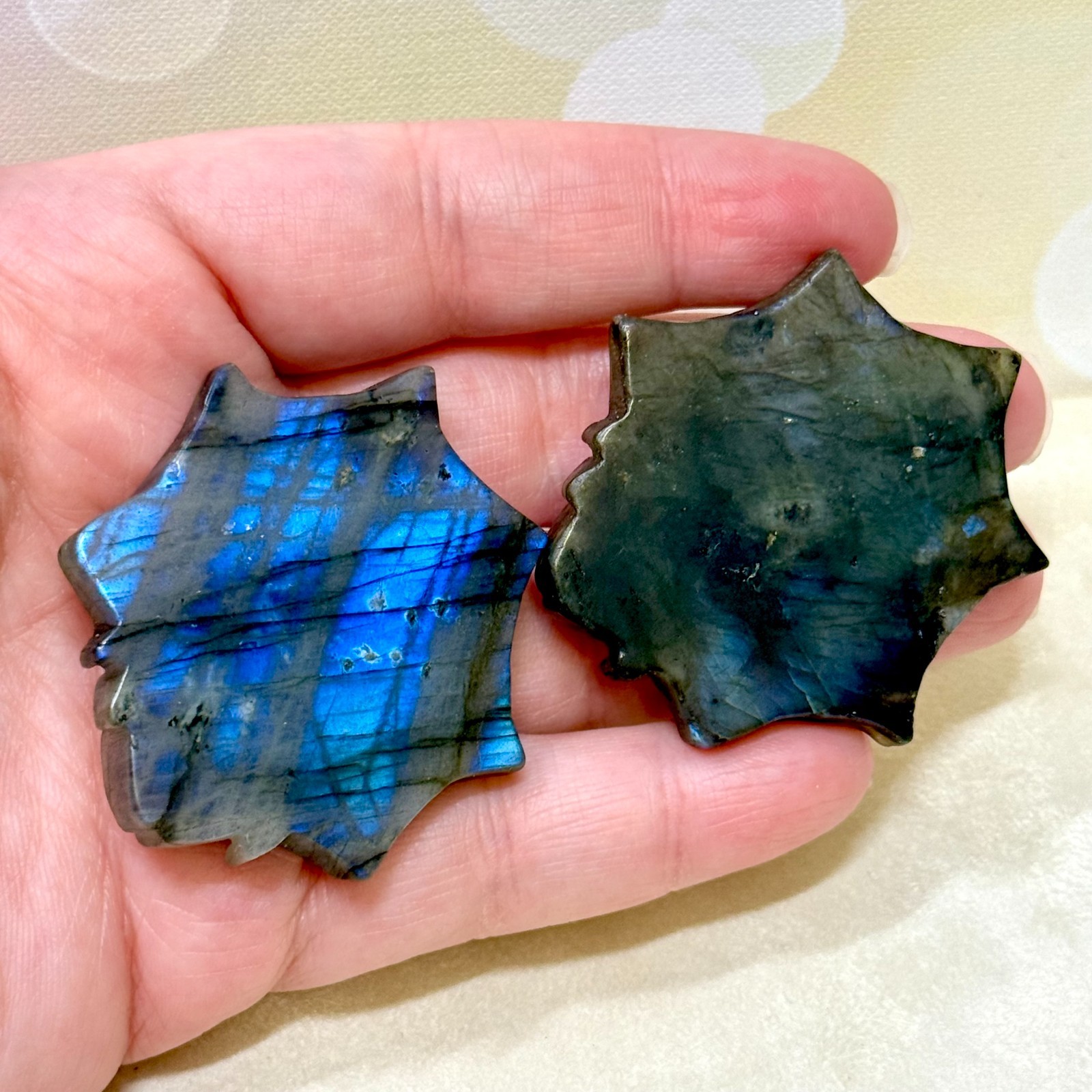 Labradorite Spider Web Crystal Carving – Natural Gemstone Carved Cabochon 1.8″