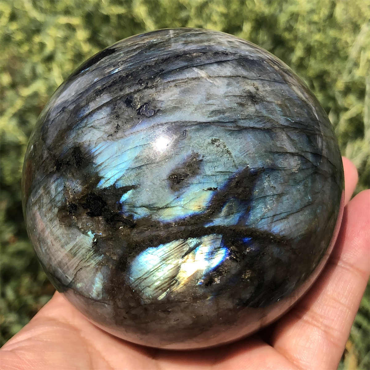 800g Natural Labradorite Ball Quartz Crystal Sphere Reiki Crystal Decor Gift