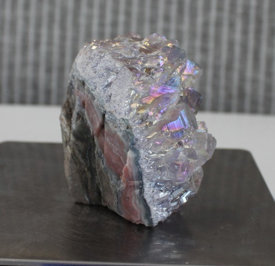 AURA COATED AMETHYST FREEFORM 1.98 INCHES TALL/ 169.3 GRAMS
