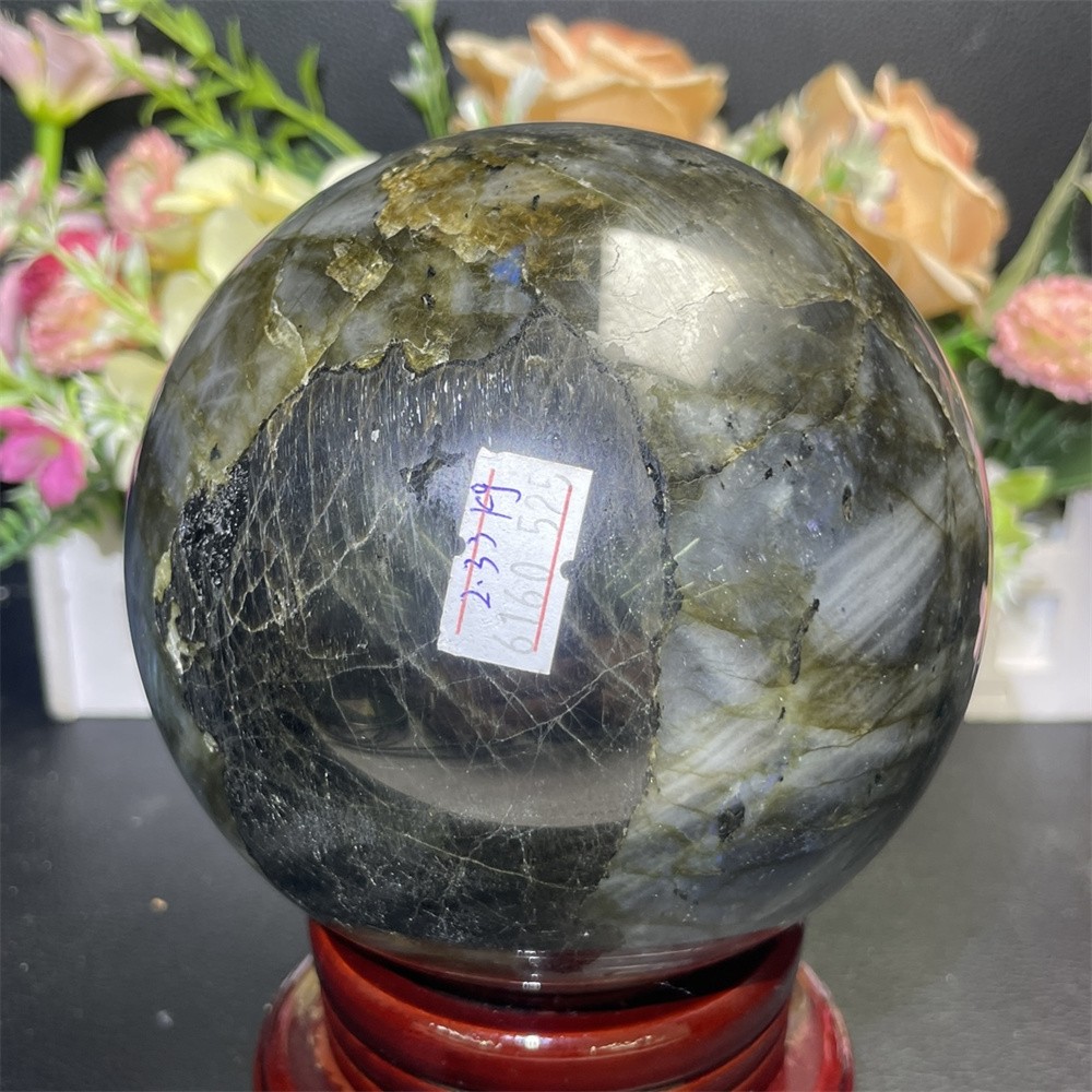 5.1LB 4.3″Natural A+Blue Flash Labradorite Sphere Ball Crystal Quartz Decor Heal