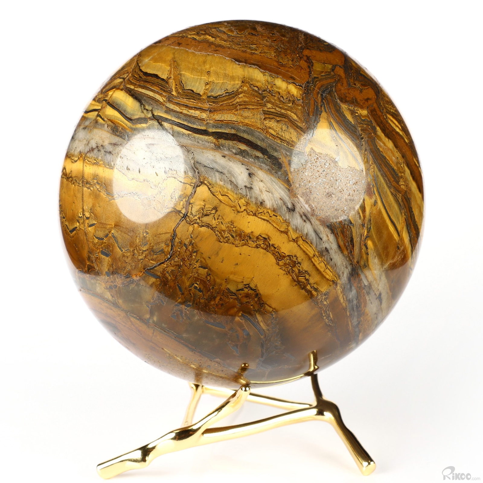 4.2″ Tiger Iron Eye Hand Carved Crystal Ball/Sphere, Crystal Healing