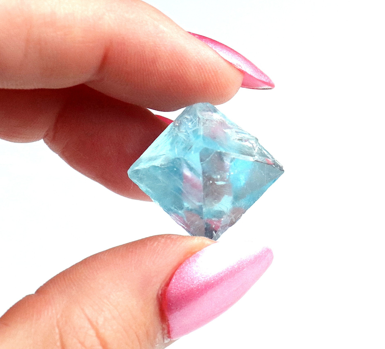 Fluorite Octahedron Gemmy Sky Blue Color Cave In Rock, Illinois 2.4 Cms