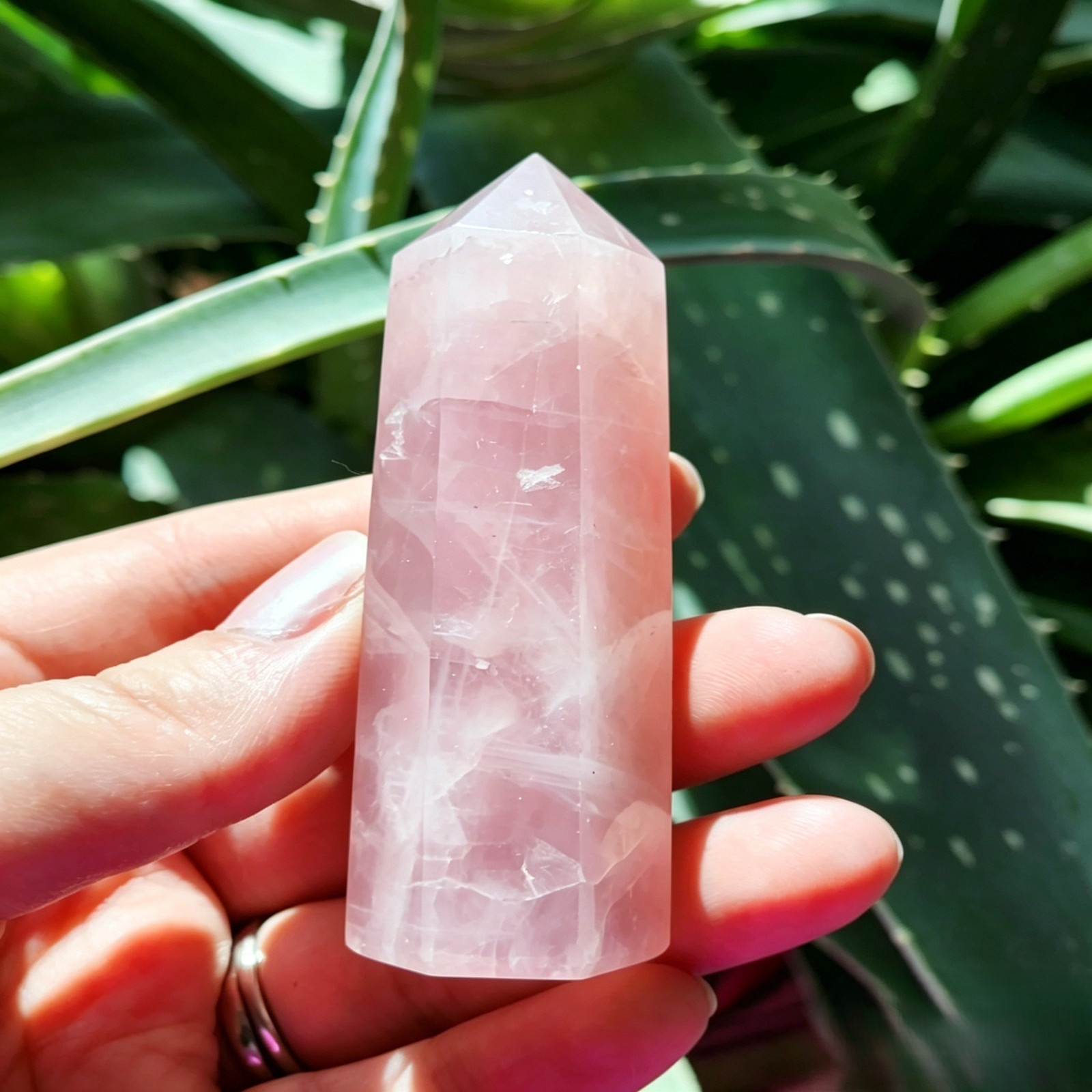Rose Quartz Generator Tower Natural Pink Crystal Point 3in Meditation Healing