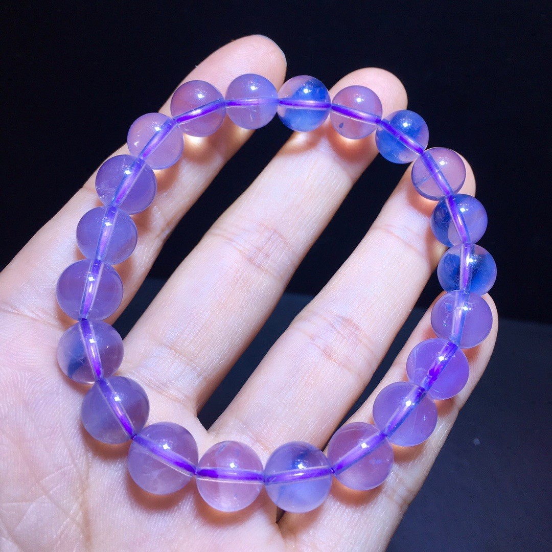 Natural amethyst, lilac and purple cream through-body bracelet