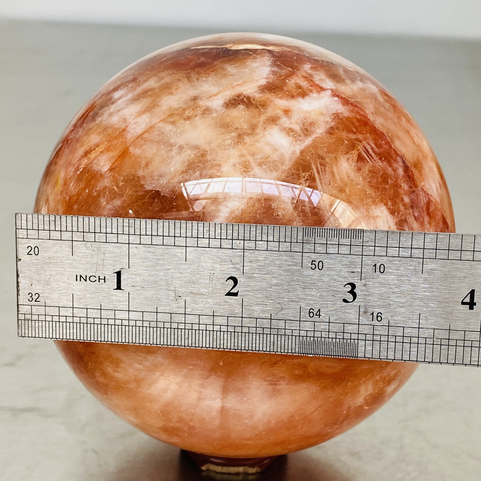 Natural Red Glue Flower Quartz Sphere Crystal Ball Healing 2000G
