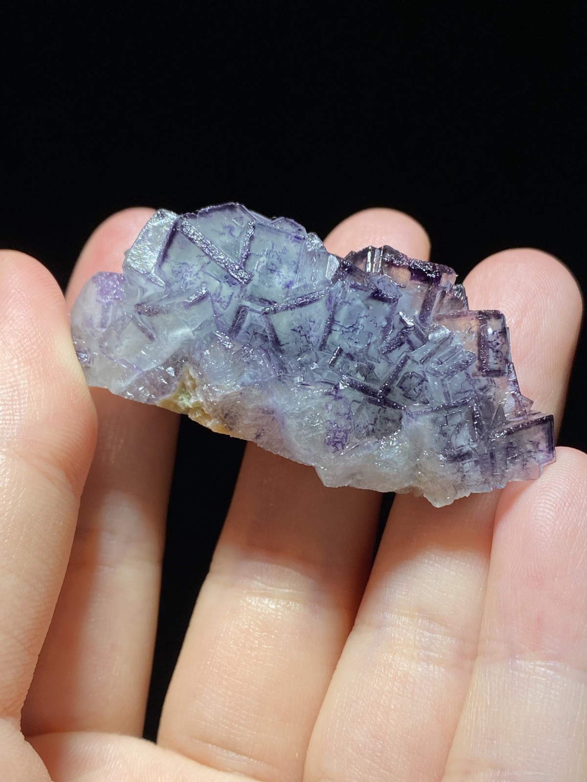 Exquisite Natural Purple-edged Cubic Fluorite Crystal Mineral Specimen,China