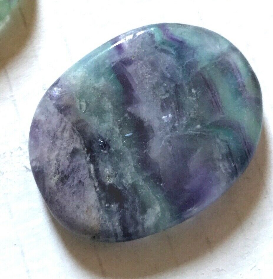 Natural Rainbow Fluorite Palm Stone Rock Crystal Healing Reiki Polished Worry St