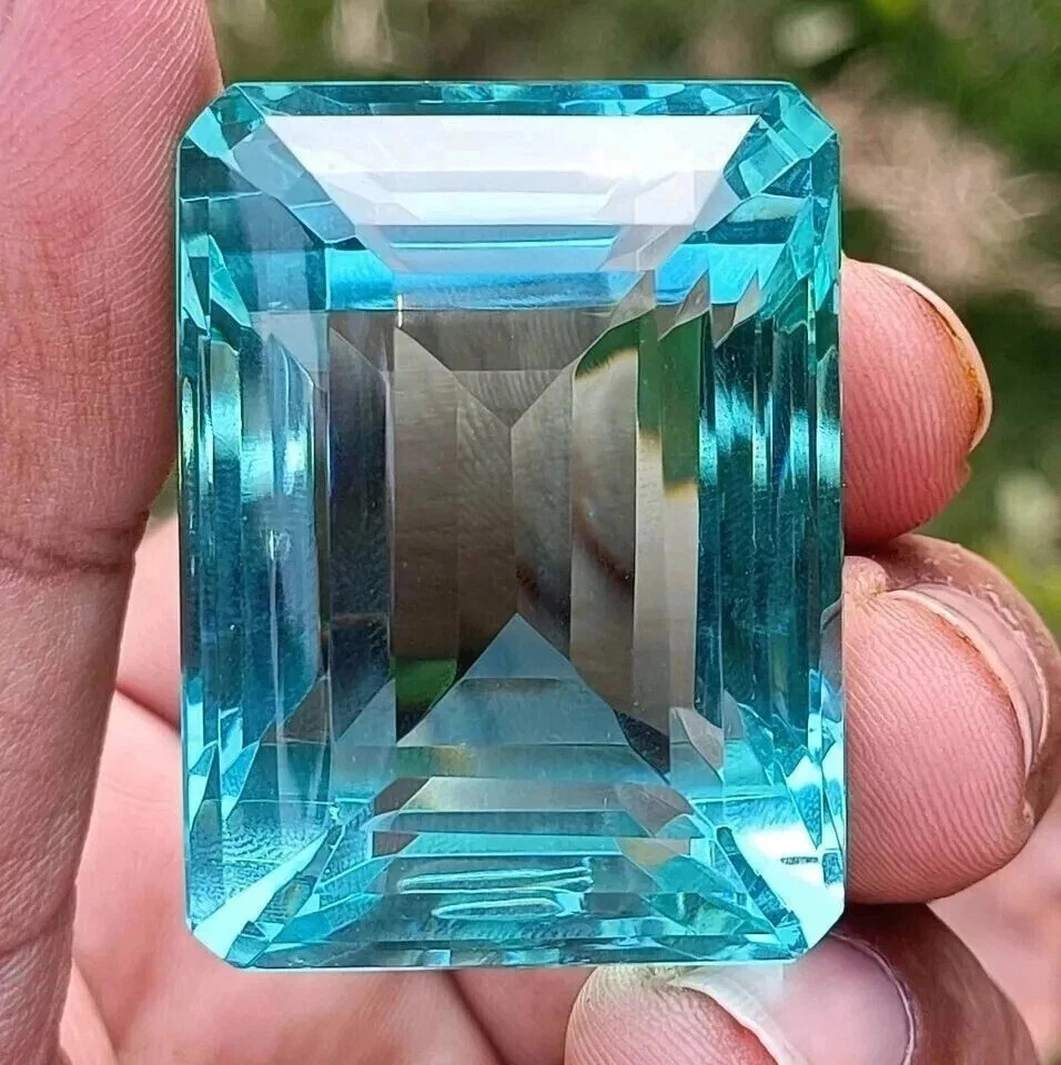 100 Carat Flawless Sky Blue Aquamarine Emerald Cut Certified Loose Gemstone
